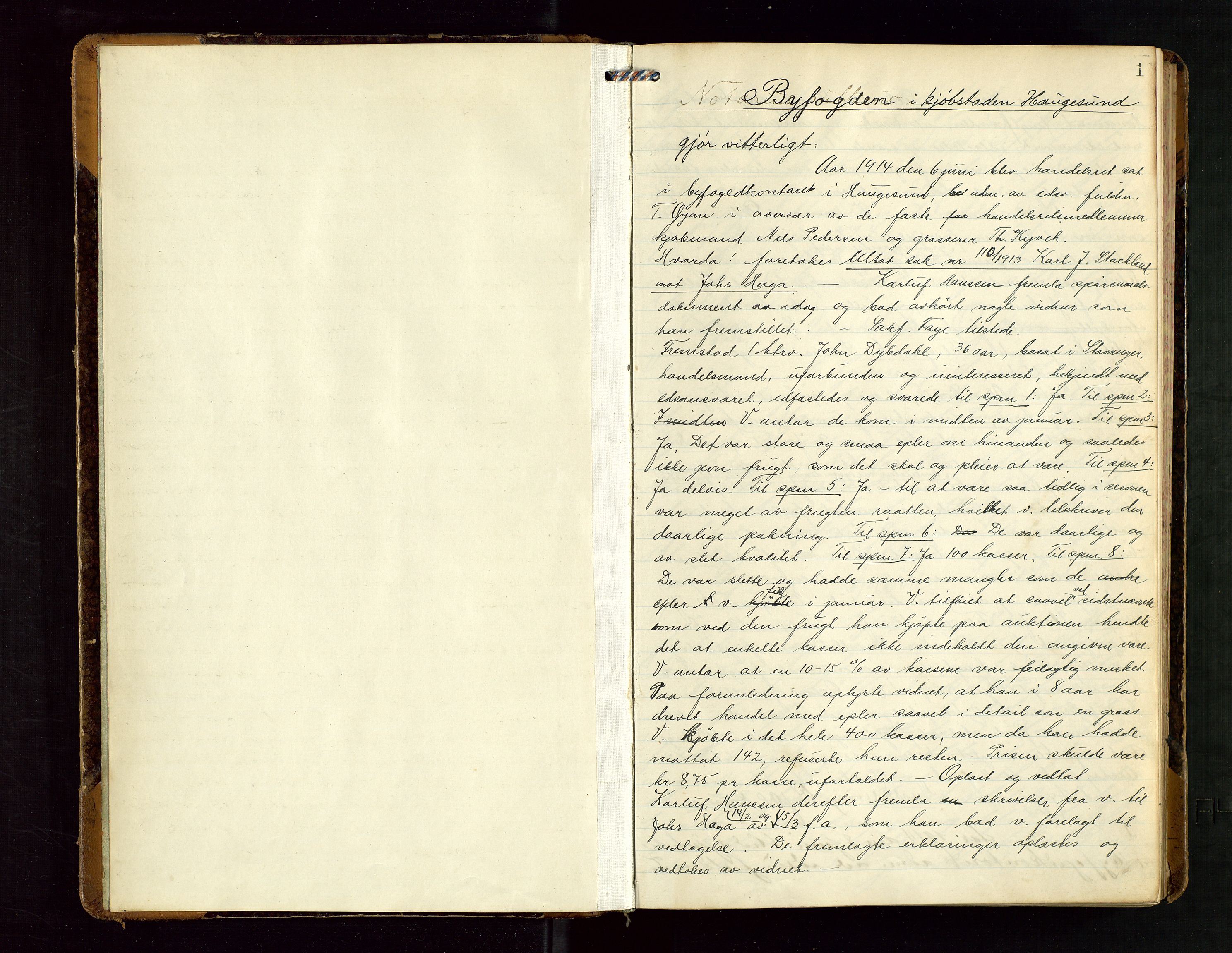 Haugesund tingrett, AV/SAST-A-101415/01/II/IIC/L0021: Pantebok 21, dbnr. 234-1346/30, 1914-1916, s. 1