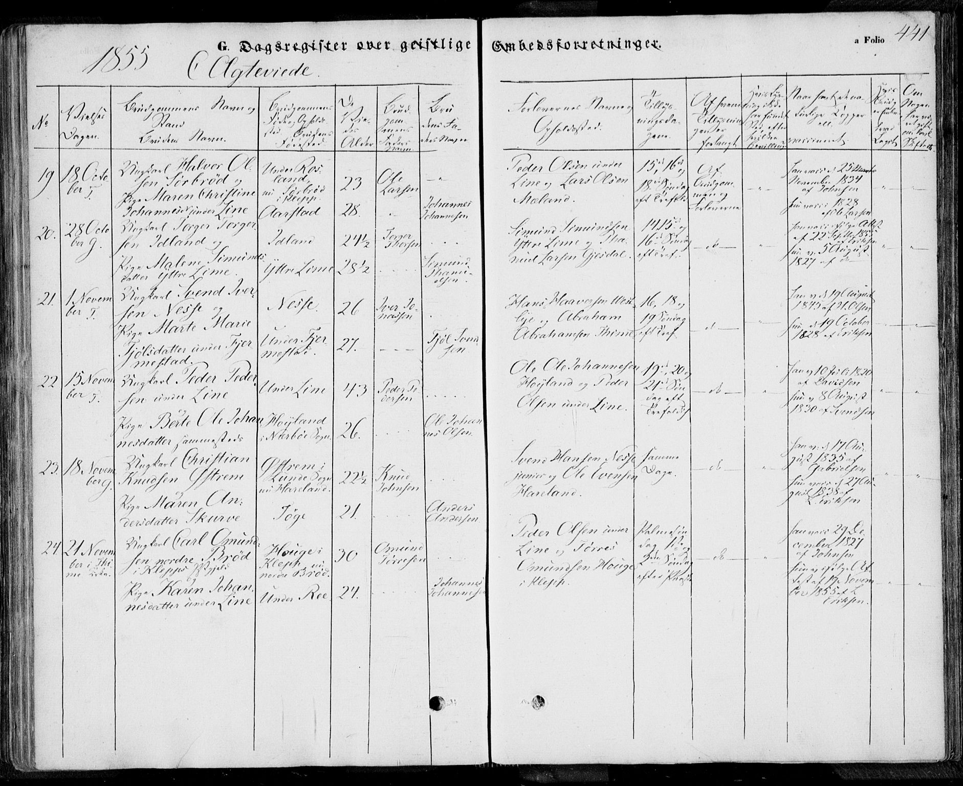 Lye sokneprestkontor, AV/SAST-A-101794/001/30BA/L0006: Ministerialbok nr. A 5.2, 1842-1855, s. 441