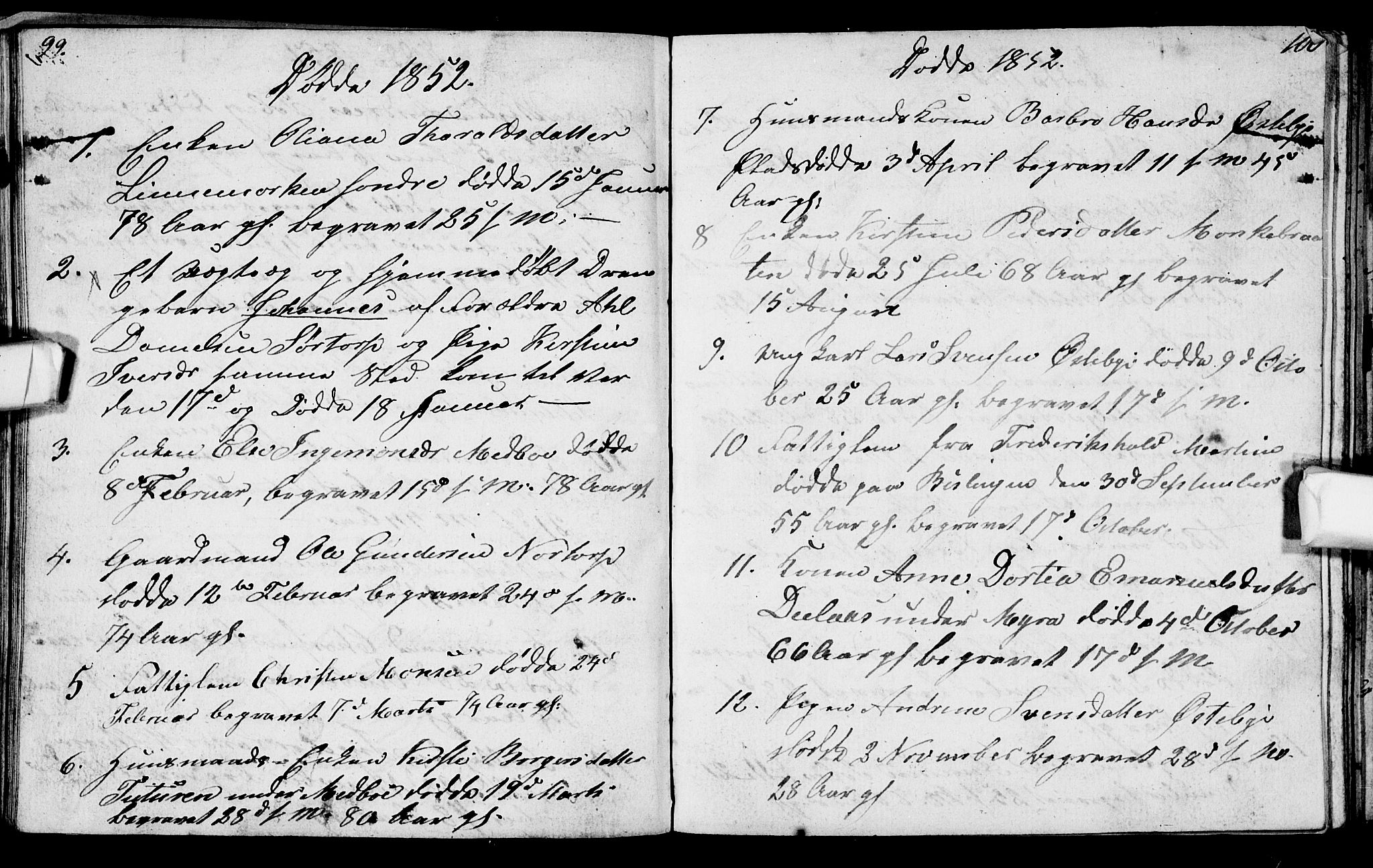 Berg prestekontor Kirkebøker, SAO/A-10902/G/Gc/L0001: Klokkerbok nr. III 1, 1844-1855, s. 99-100