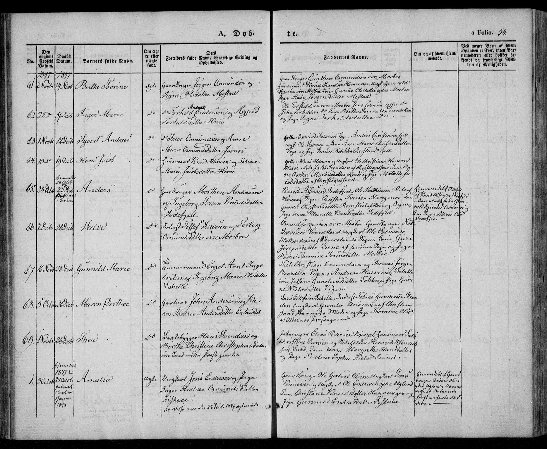 Oddernes sokneprestkontor, AV/SAK-1111-0033/F/Fa/Faa/L0006: Ministerialbok nr. A 6, 1838-1851, s. 54
