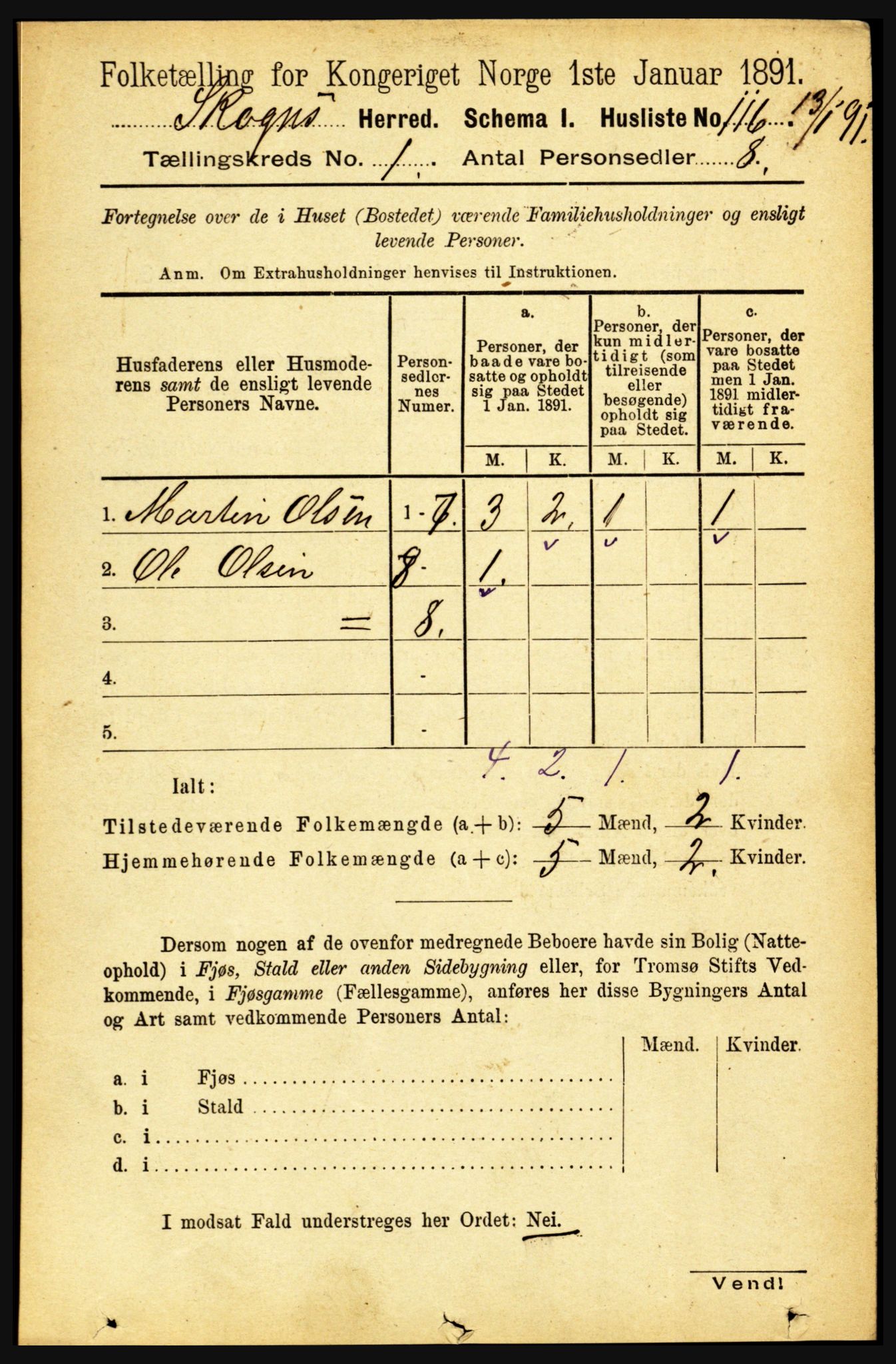 RA, Folketelling 1891 for 1719 Skogn herred, 1891, s. 139