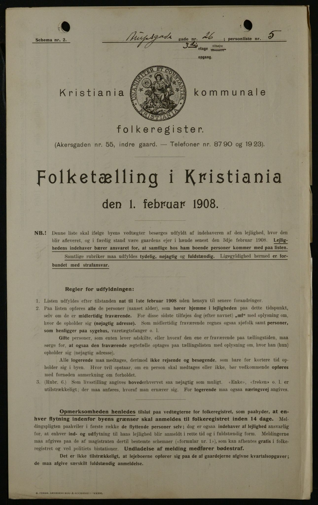 OBA, Kommunal folketelling 1.2.1908 for Kristiania kjøpstad, 1908, s. 2595
