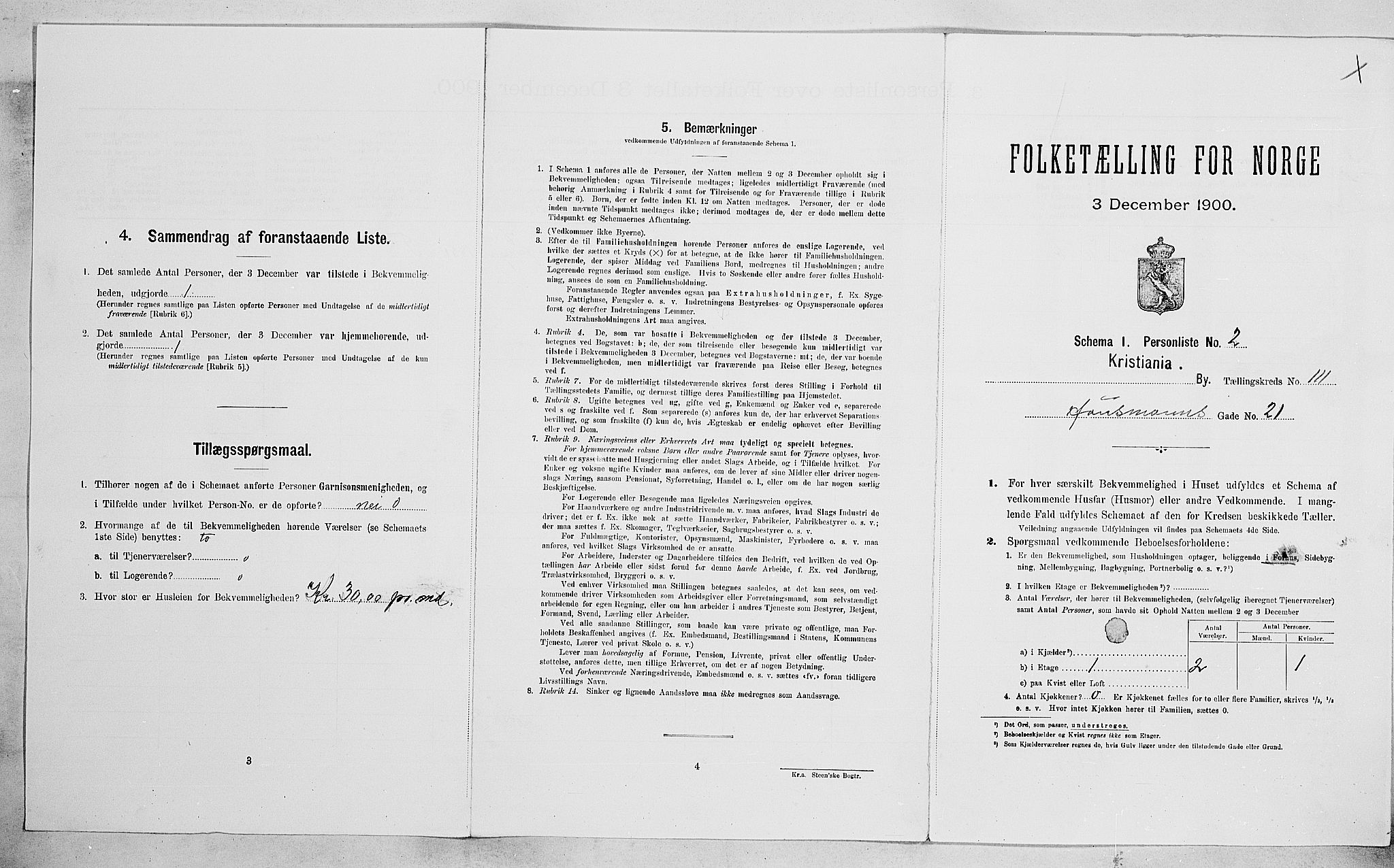 SAO, Folketelling 1900 for 0301 Kristiania kjøpstad, 1900, s. 33330