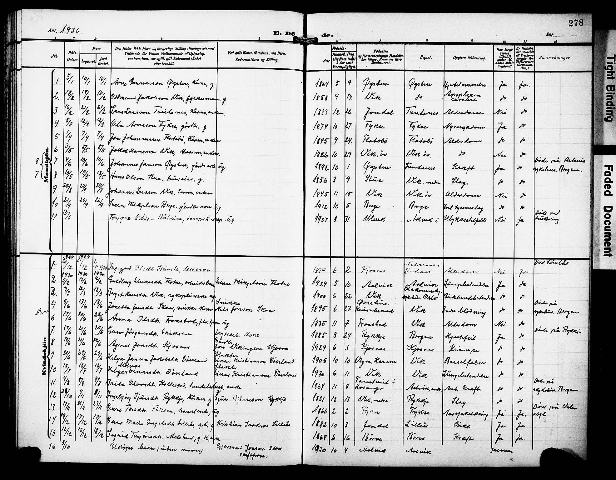 Kvam sokneprestembete, AV/SAB-A-76201/H/Hab: Klokkerbok nr. C 4, 1906-1931, s. 278