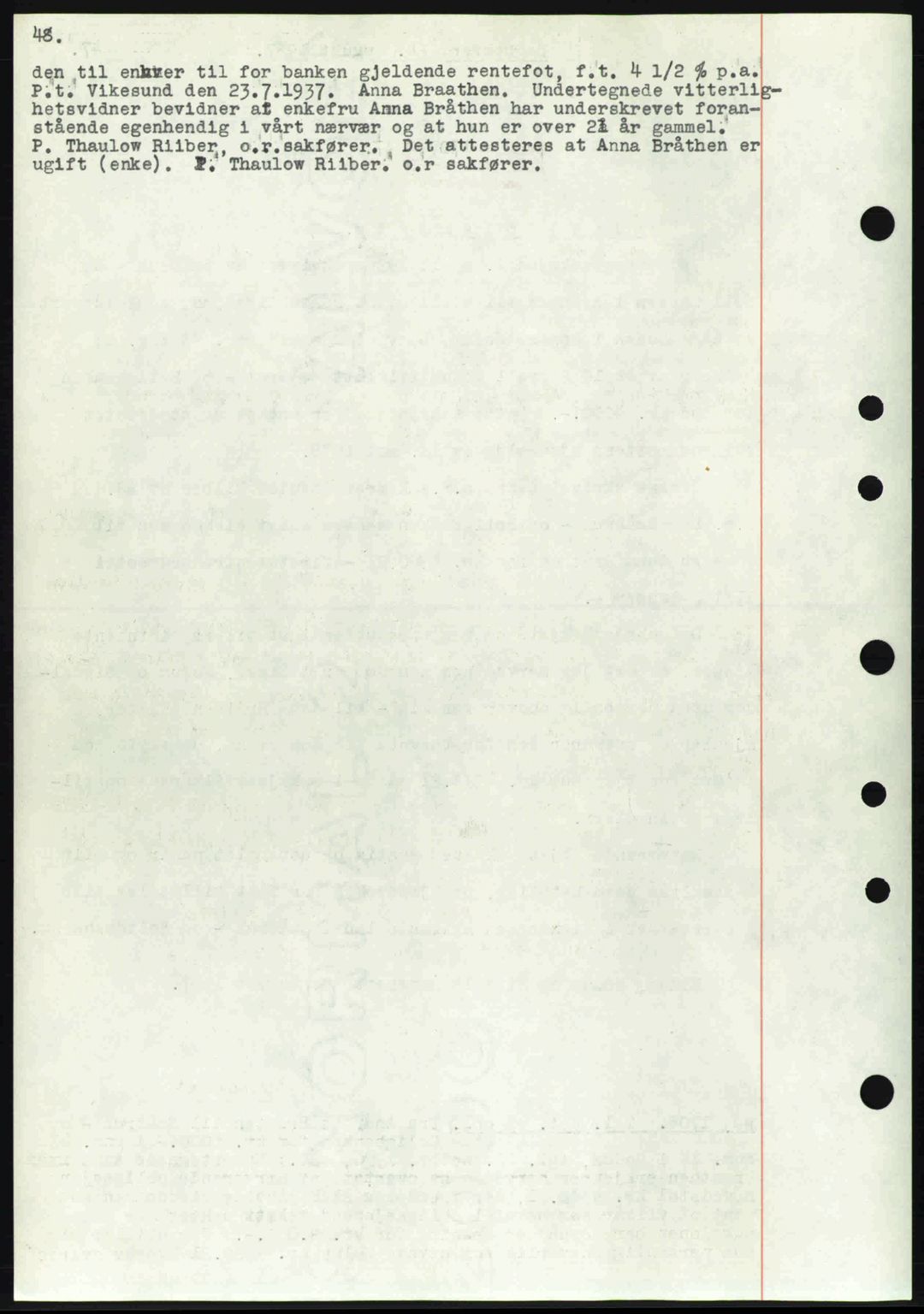 Eiker, Modum og Sigdal sorenskriveri, SAKO/A-123/G/Ga/Gab/L0036: Pantebok nr. A6, 1937-1937, Dagboknr: 1708/1937