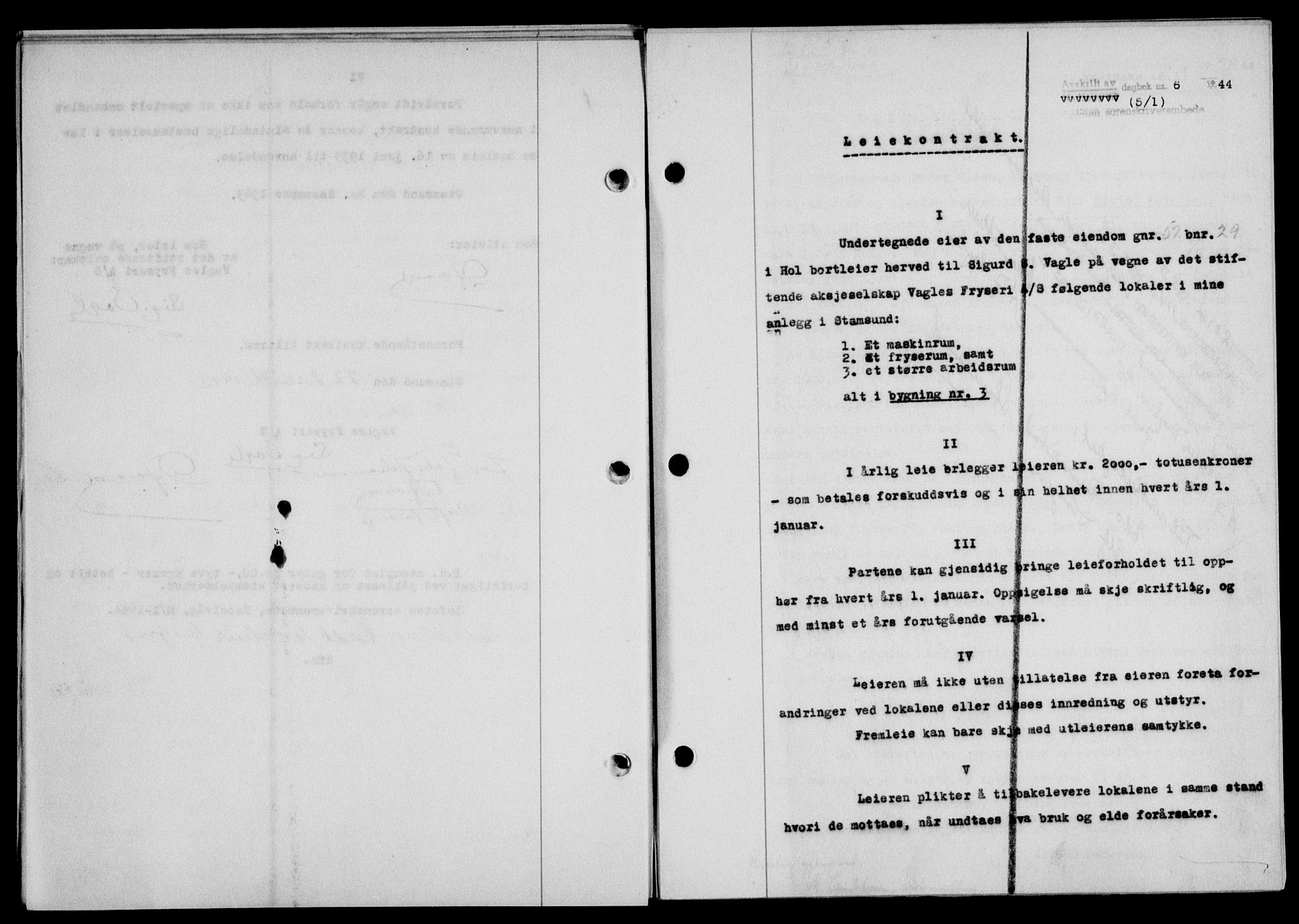 Lofoten sorenskriveri, SAT/A-0017/1/2/2C/L0012a: Pantebok nr. 12a, 1943-1944, Dagboknr: 6/1944