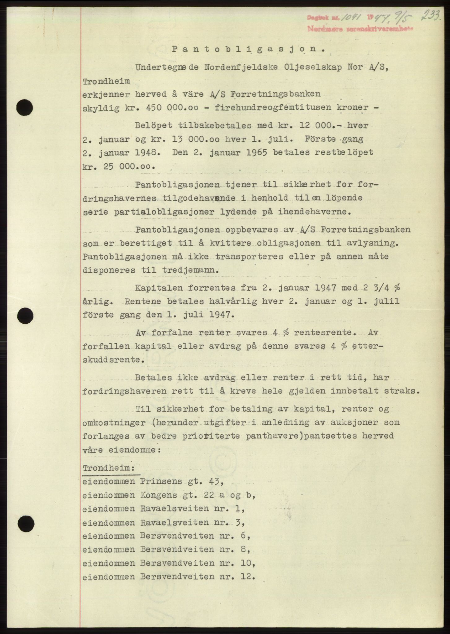Nordmøre sorenskriveri, SAT/A-4132/1/2/2Ca: Pantebok nr. B96, 1947-1947, Dagboknr: 1041/1947