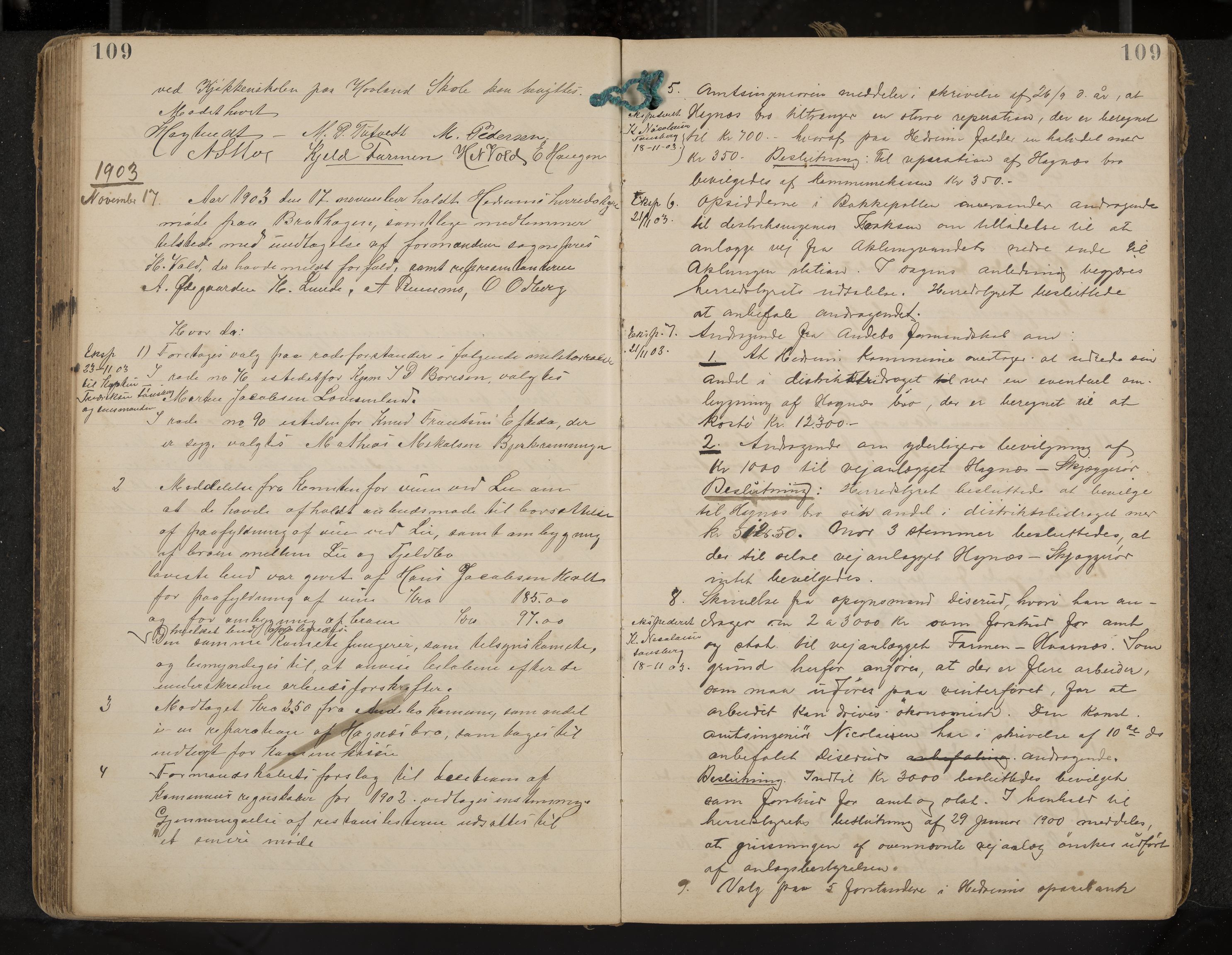 Hedrum formannskap og sentraladministrasjon, IKAK/0727021/A/Aa/L0005: Møtebok, 1899-1911, s. 109