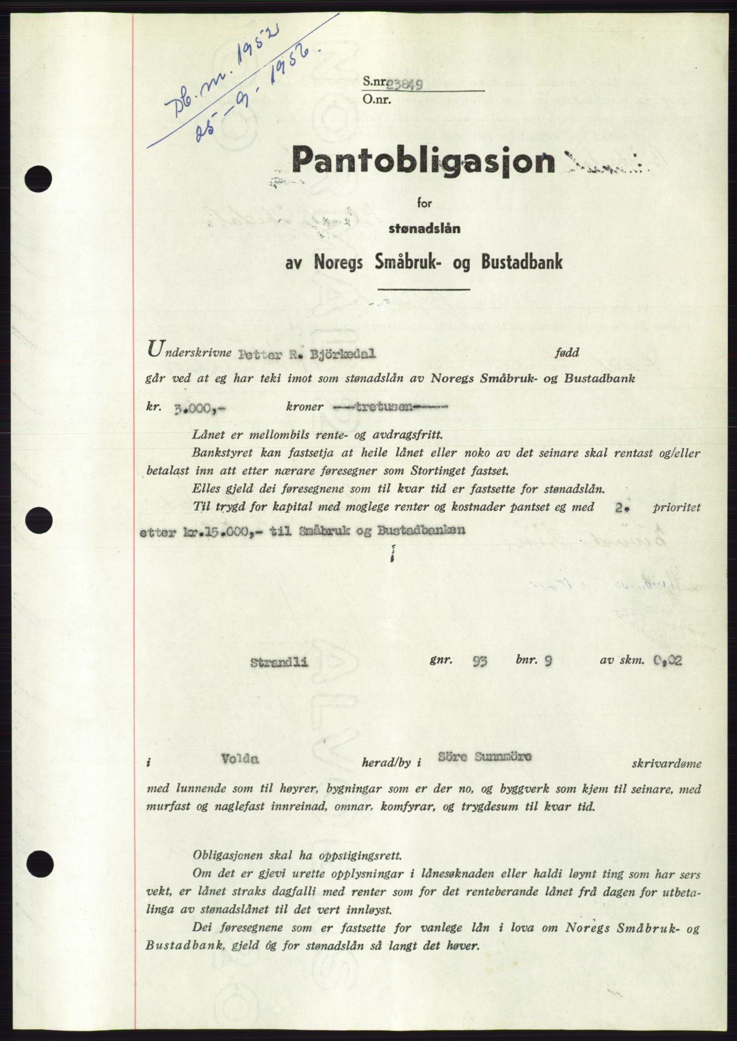 Søre Sunnmøre sorenskriveri, SAT/A-4122/1/2/2C/L0128: Pantebok nr. 16B, 1956-1956, Dagboknr: 1952/1956