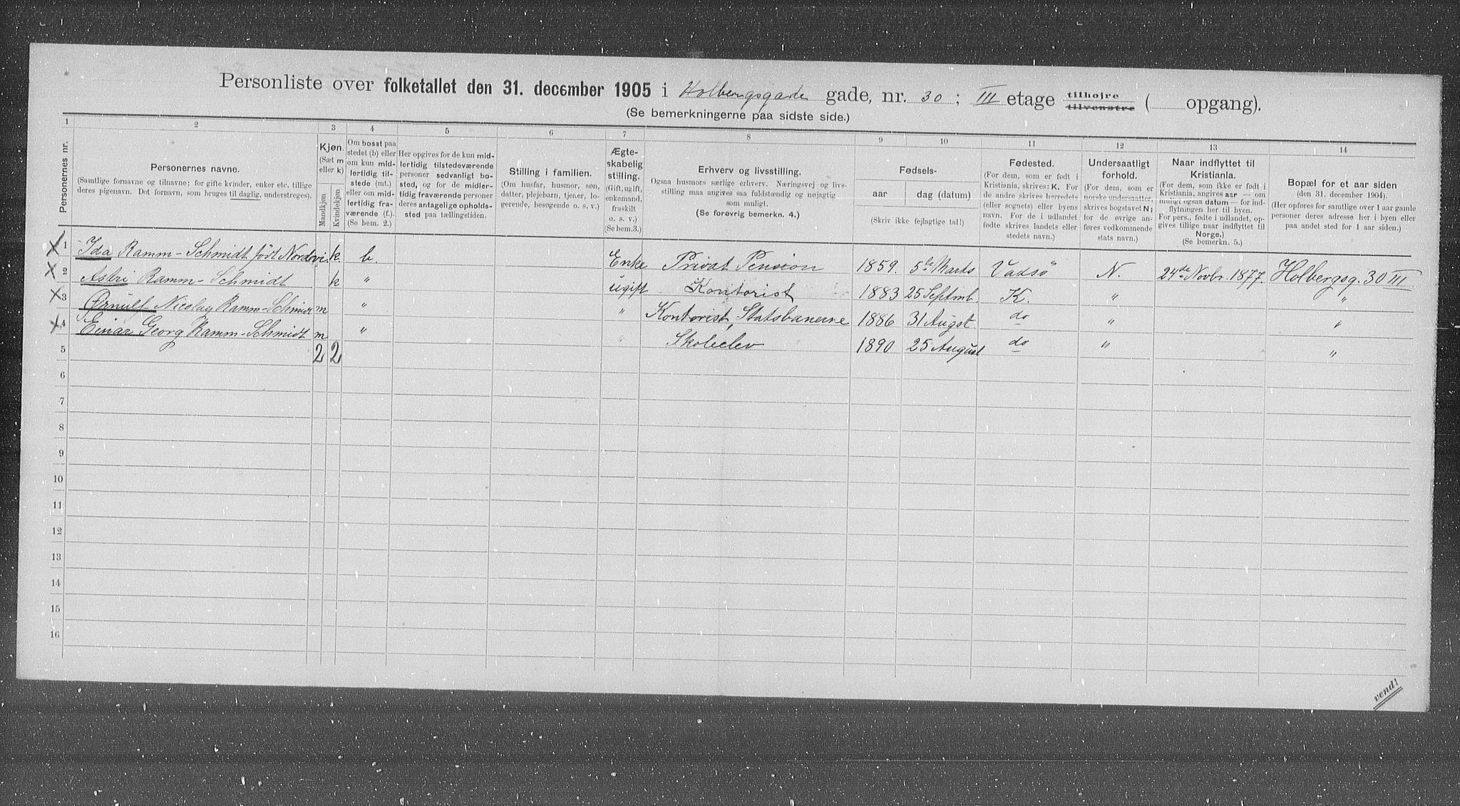 OBA, Kommunal folketelling 31.12.1905 for Kristiania kjøpstad, 1905, s. 21061