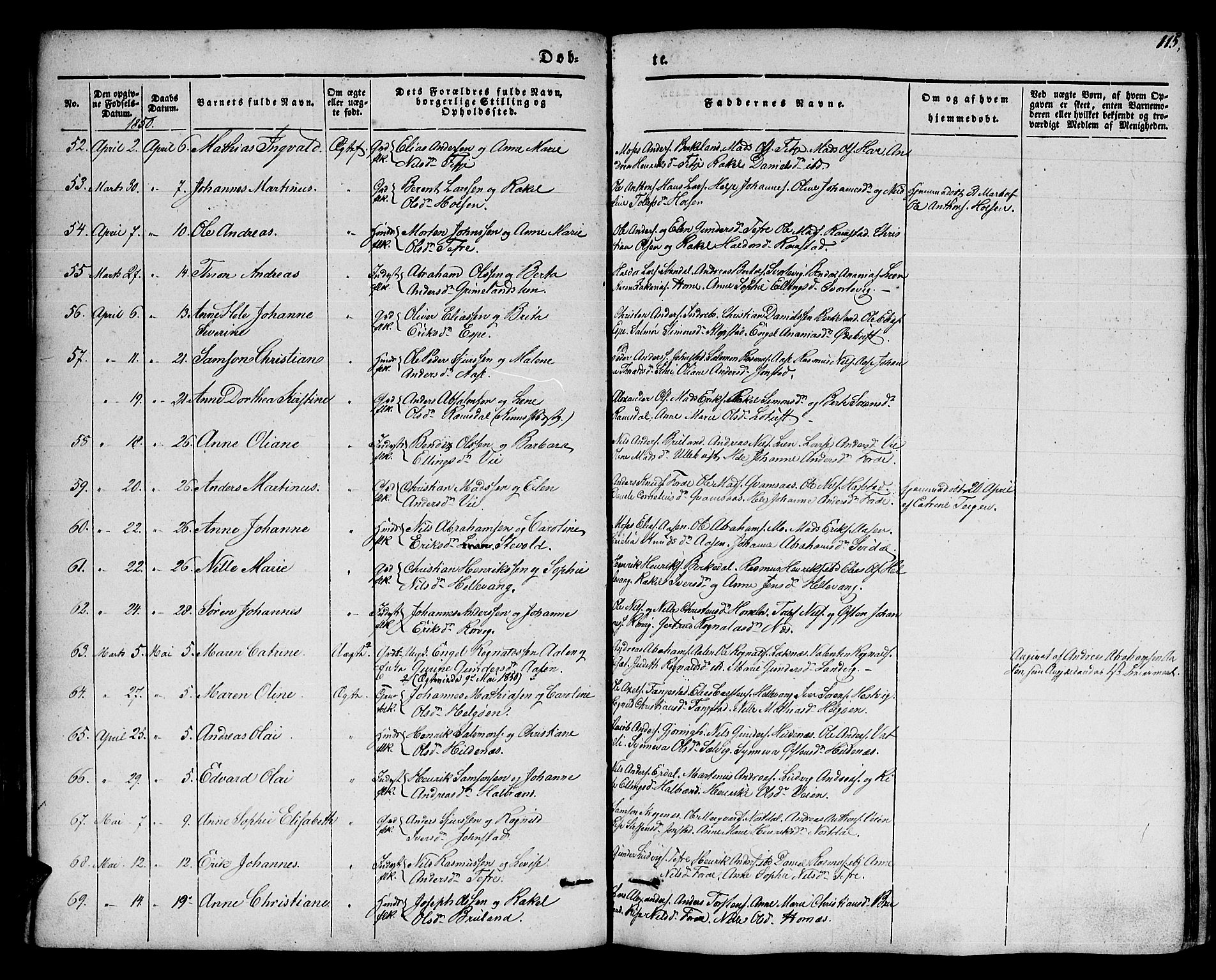 Førde sokneprestembete, AV/SAB-A-79901/H/Haa/Haaa/L0007: Ministerialbok nr. A 7, 1843-1860, s. 115
