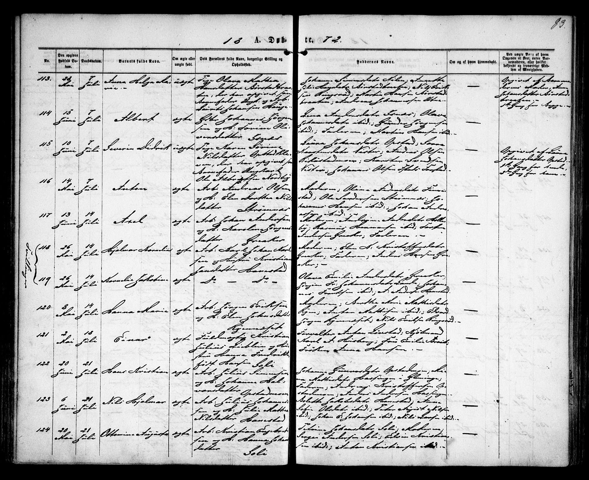 Tune prestekontor Kirkebøker, AV/SAO-A-2007/F/Fa/L0015: Ministerialbok nr. 15, 1869-1873, s. 83