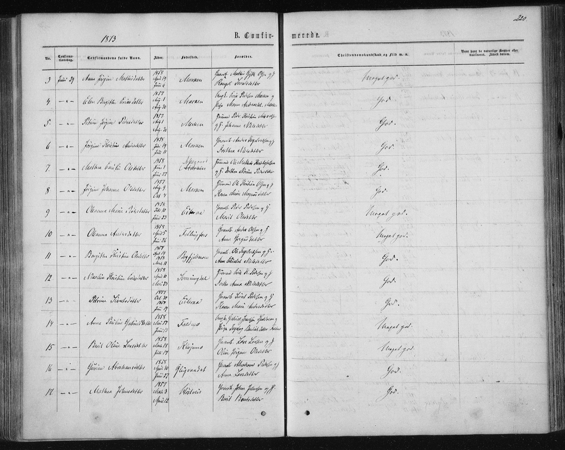 Ministerialprotokoller, klokkerbøker og fødselsregistre - Nordland, SAT/A-1459/820/L0294: Ministerialbok nr. 820A15, 1866-1879, s. 220