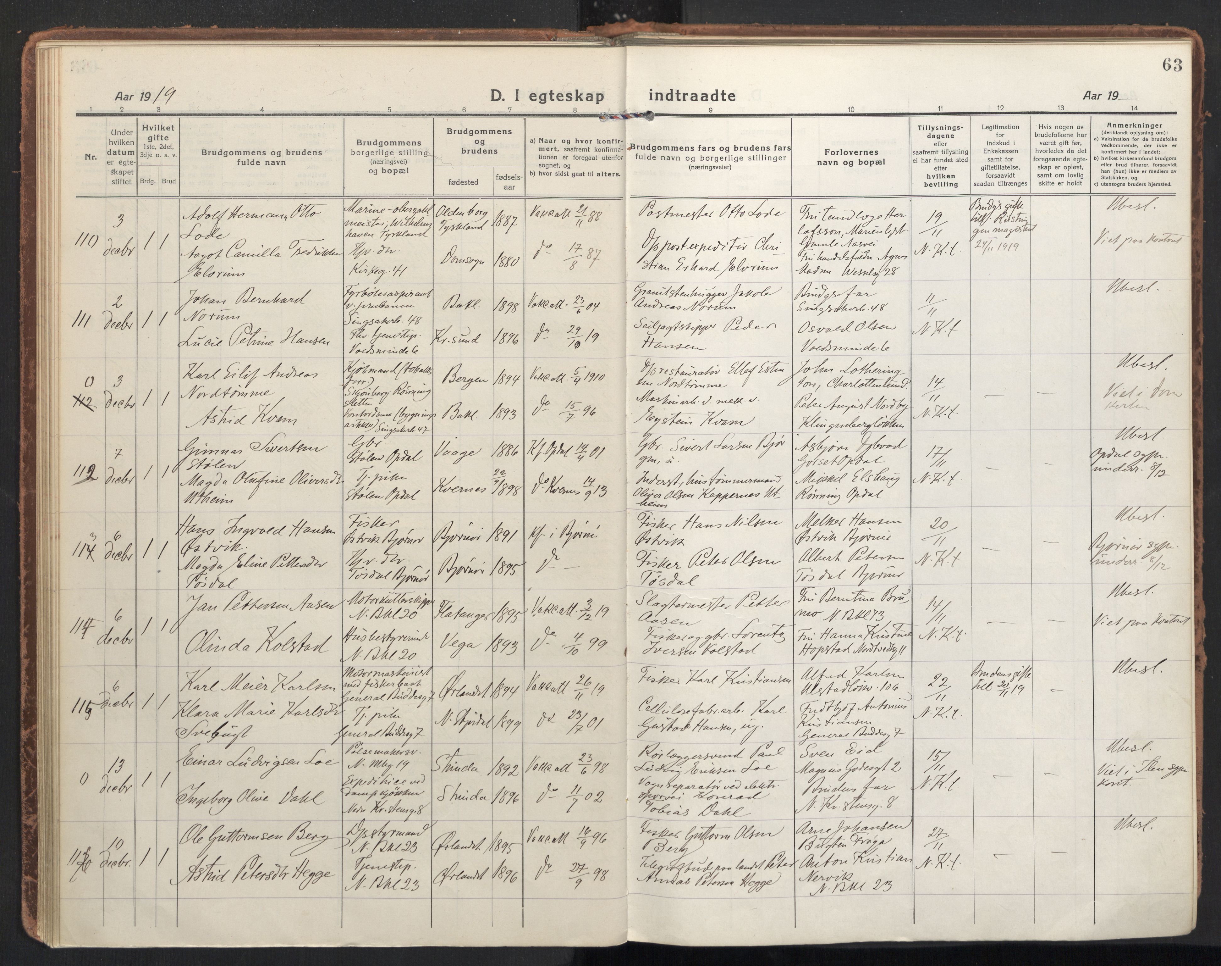 Ministerialprotokoller, klokkerbøker og fødselsregistre - Sør-Trøndelag, AV/SAT-A-1456/604/L0206: Ministerialbok nr. 604A26, 1917-1931, s. 63