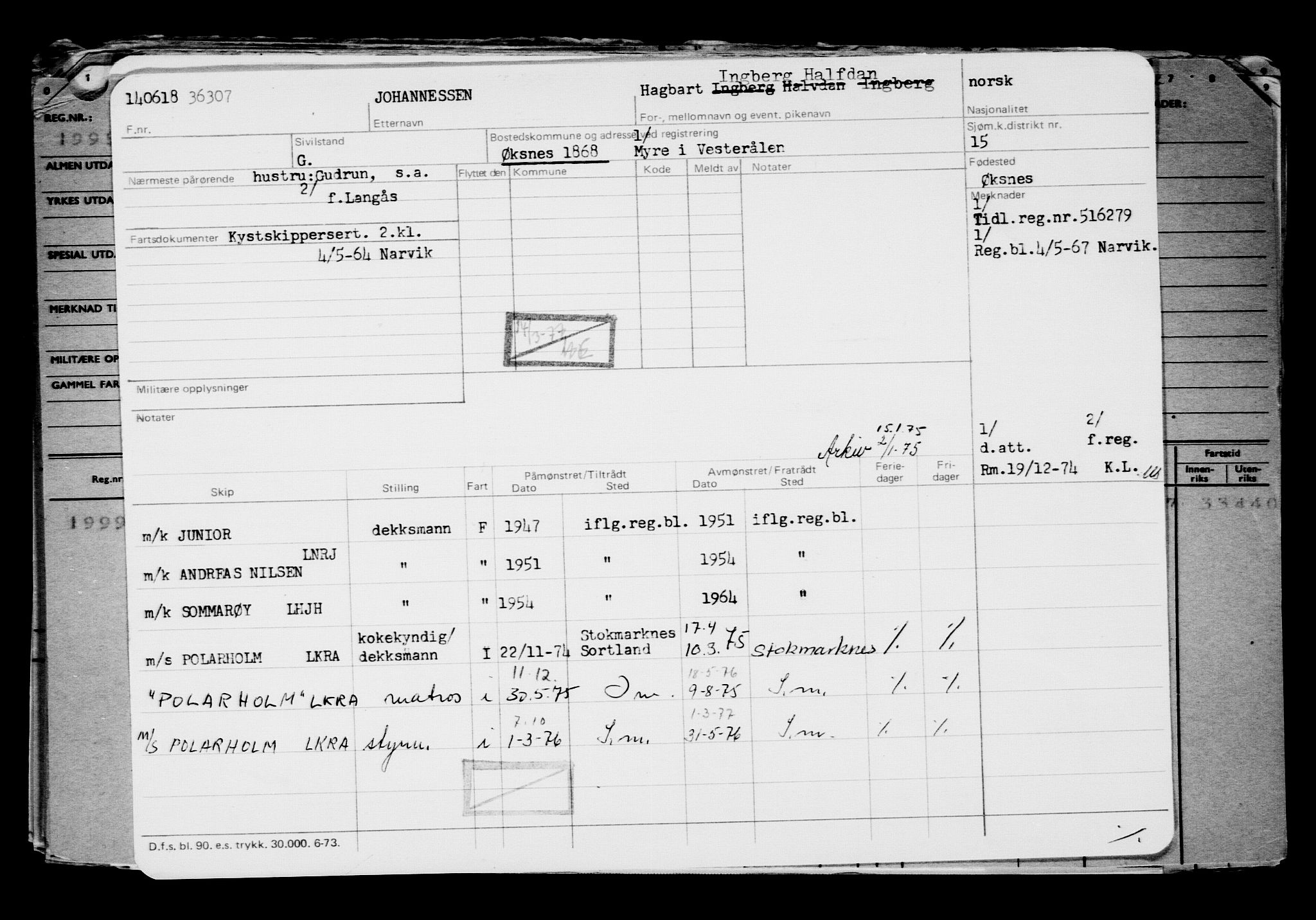 Direktoratet for sjømenn, AV/RA-S-3545/G/Gb/L0159: Hovedkort, 1918, s. 285