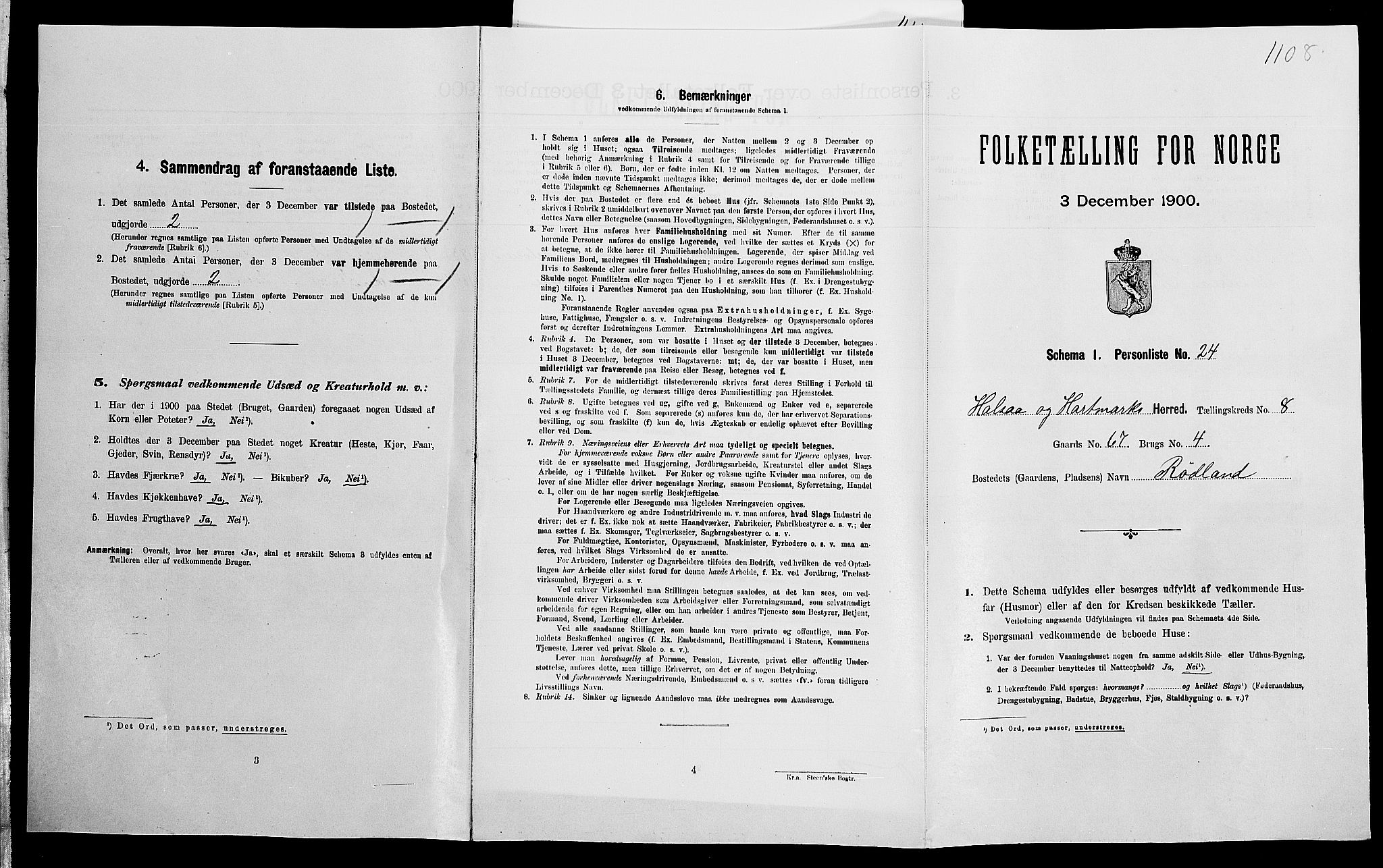 SAK, Folketelling 1900 for 1019 Halse og Harkmark herred, 1900, s. 1193