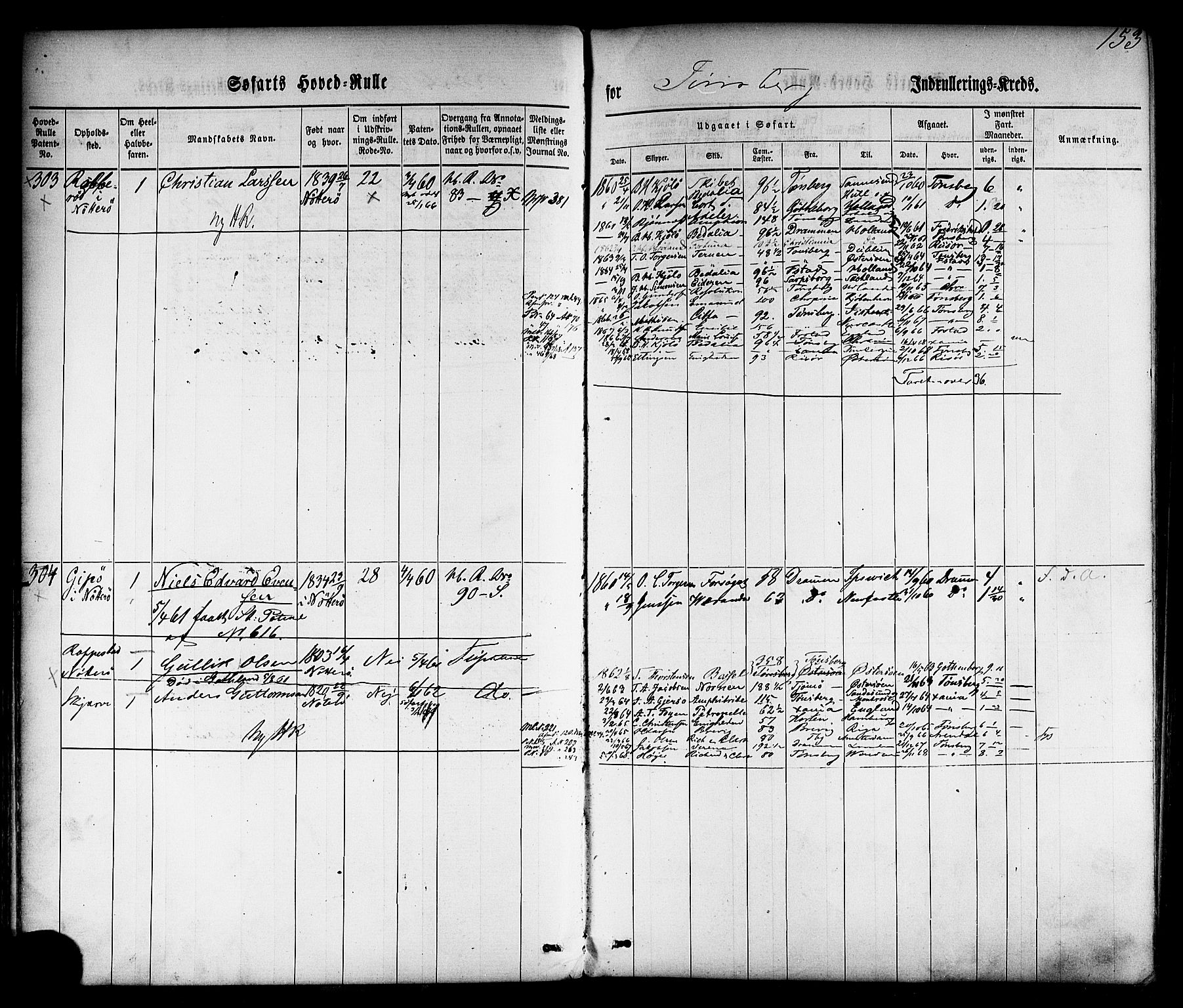 Tønsberg innrulleringskontor, AV/SAKO-A-786/F/Fc/Fca/L0001: Hovedrulle Patent nr. 1-1428, 1860-1861, s. 192