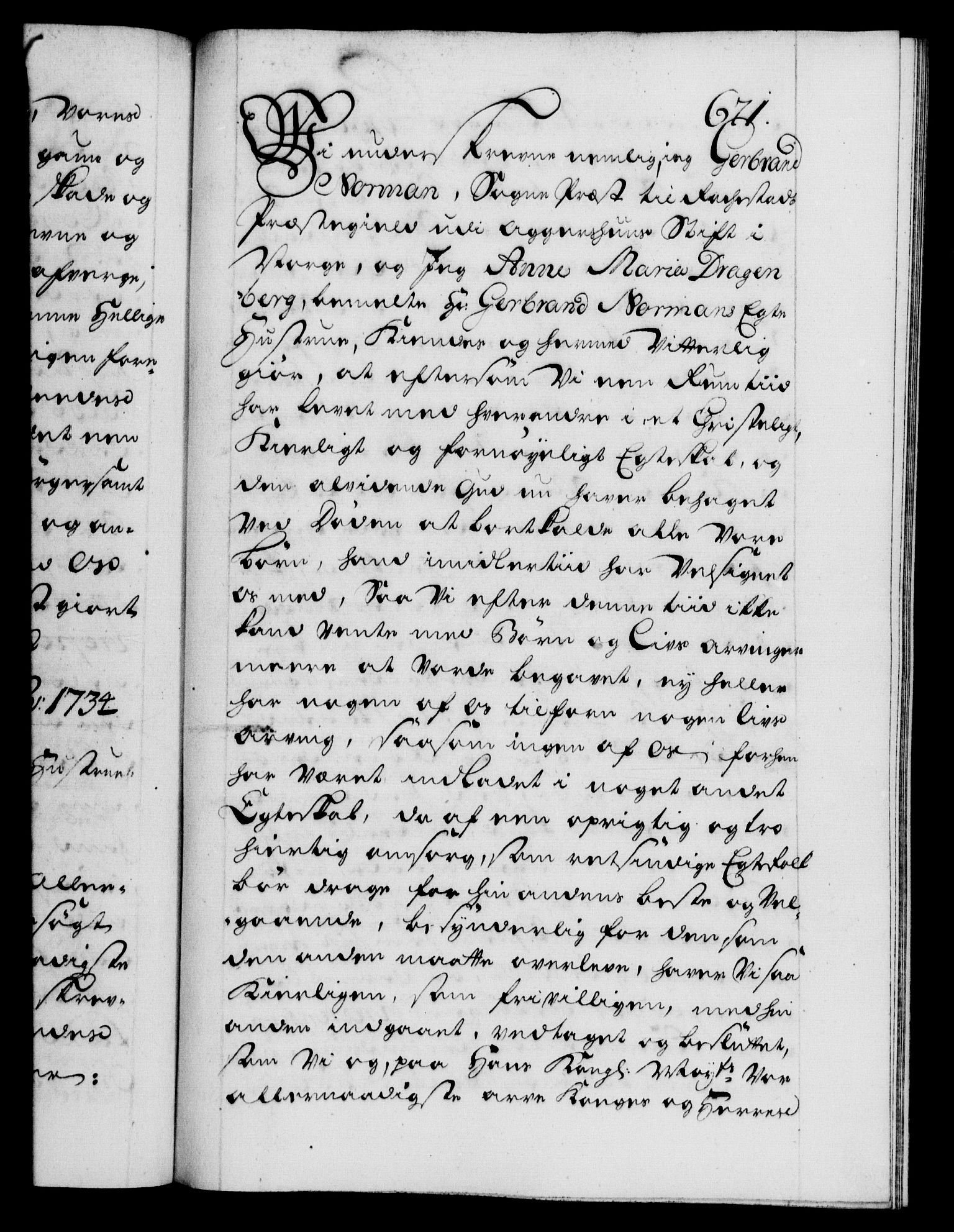 Danske Kanselli 1572-1799, AV/RA-EA-3023/F/Fc/Fca/Fcaa/L0028: Norske registre, 1733-1734, s. 671a