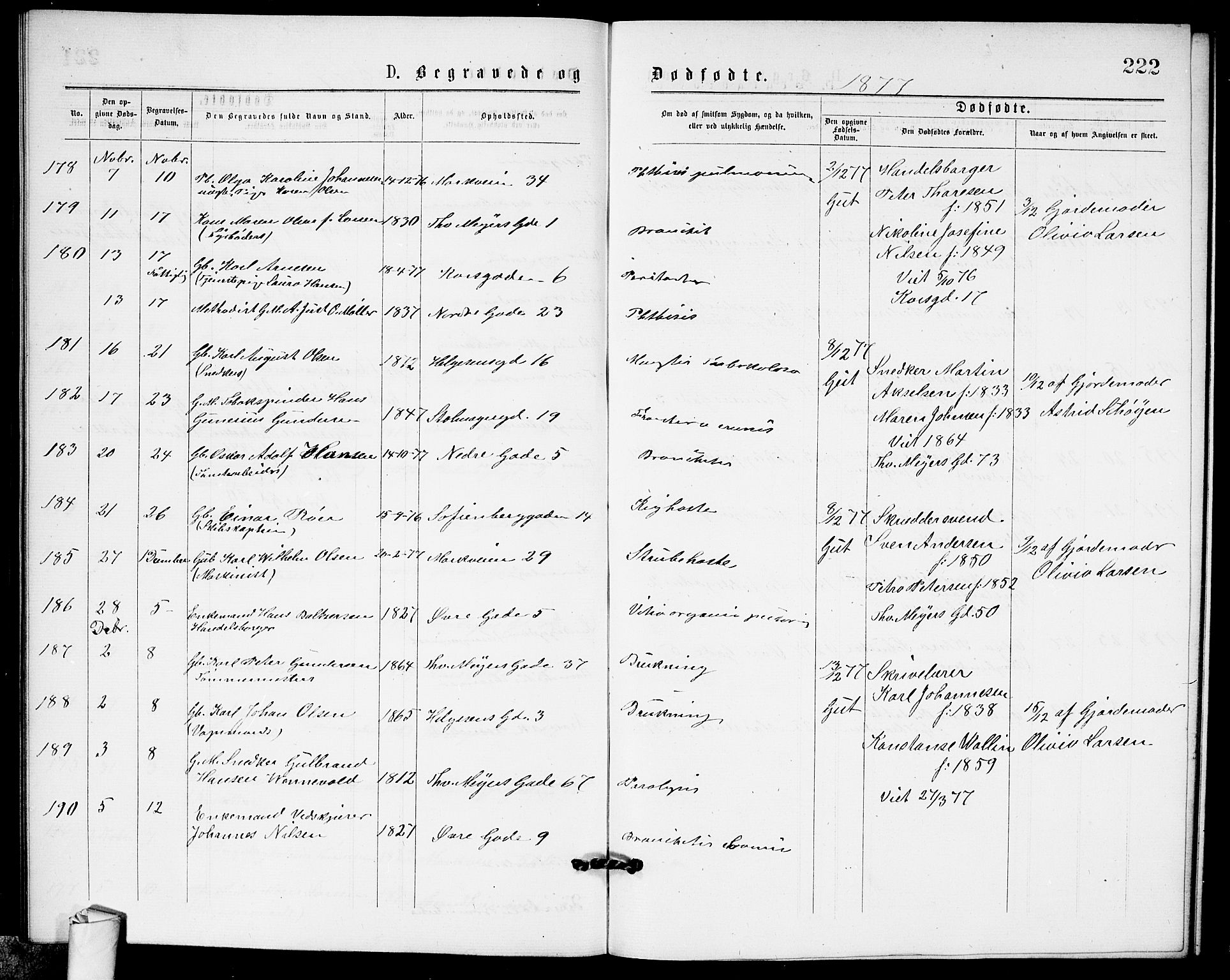 Paulus prestekontor Kirkebøker, AV/SAO-A-10871/G/Ga/L0001: Klokkerbok nr. 1, 1875-1878, s. 222