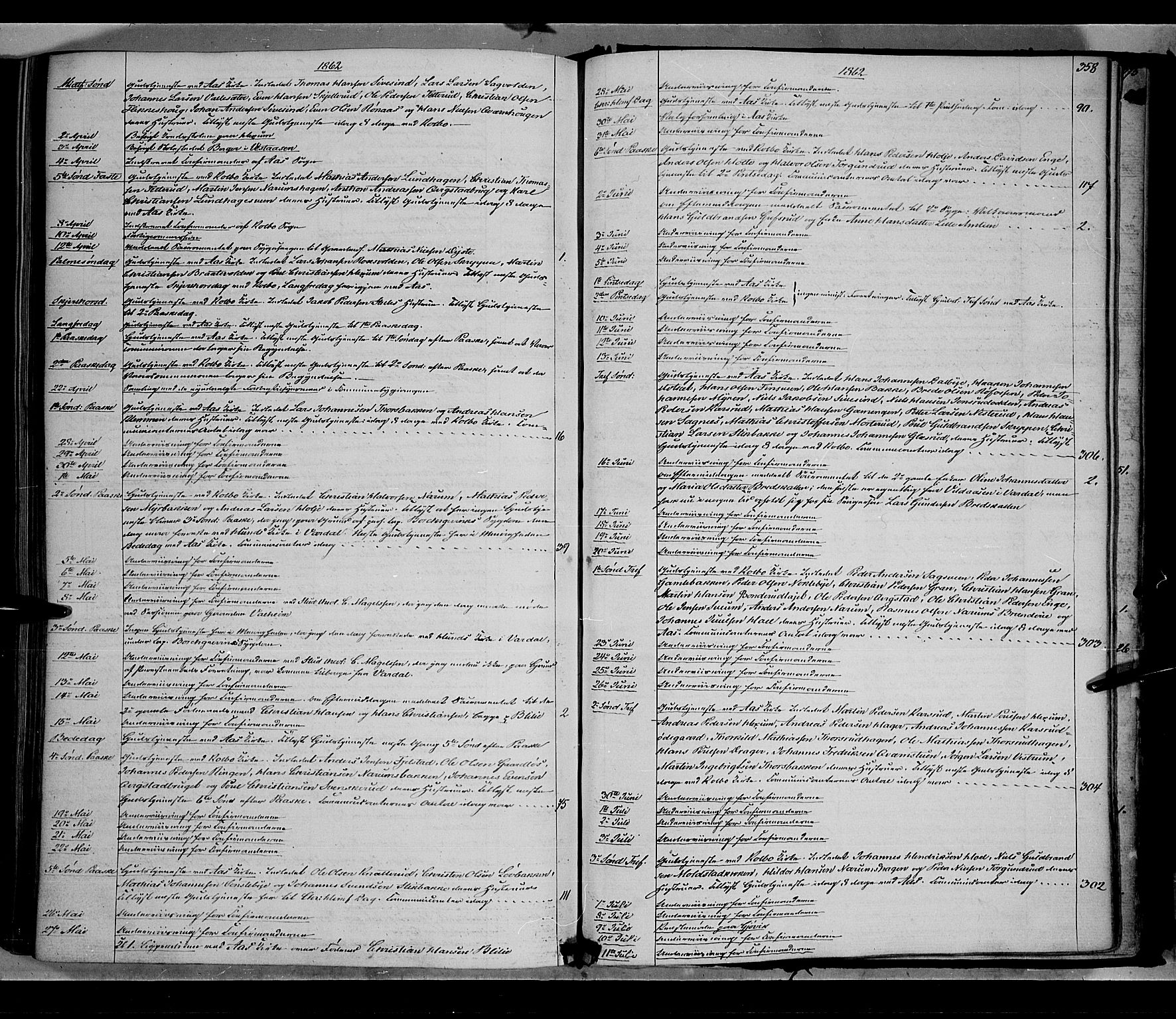 Vestre Toten prestekontor, SAH/PREST-108/H/Ha/Haa/L0007: Ministerialbok nr. 7, 1862-1869, s. 358