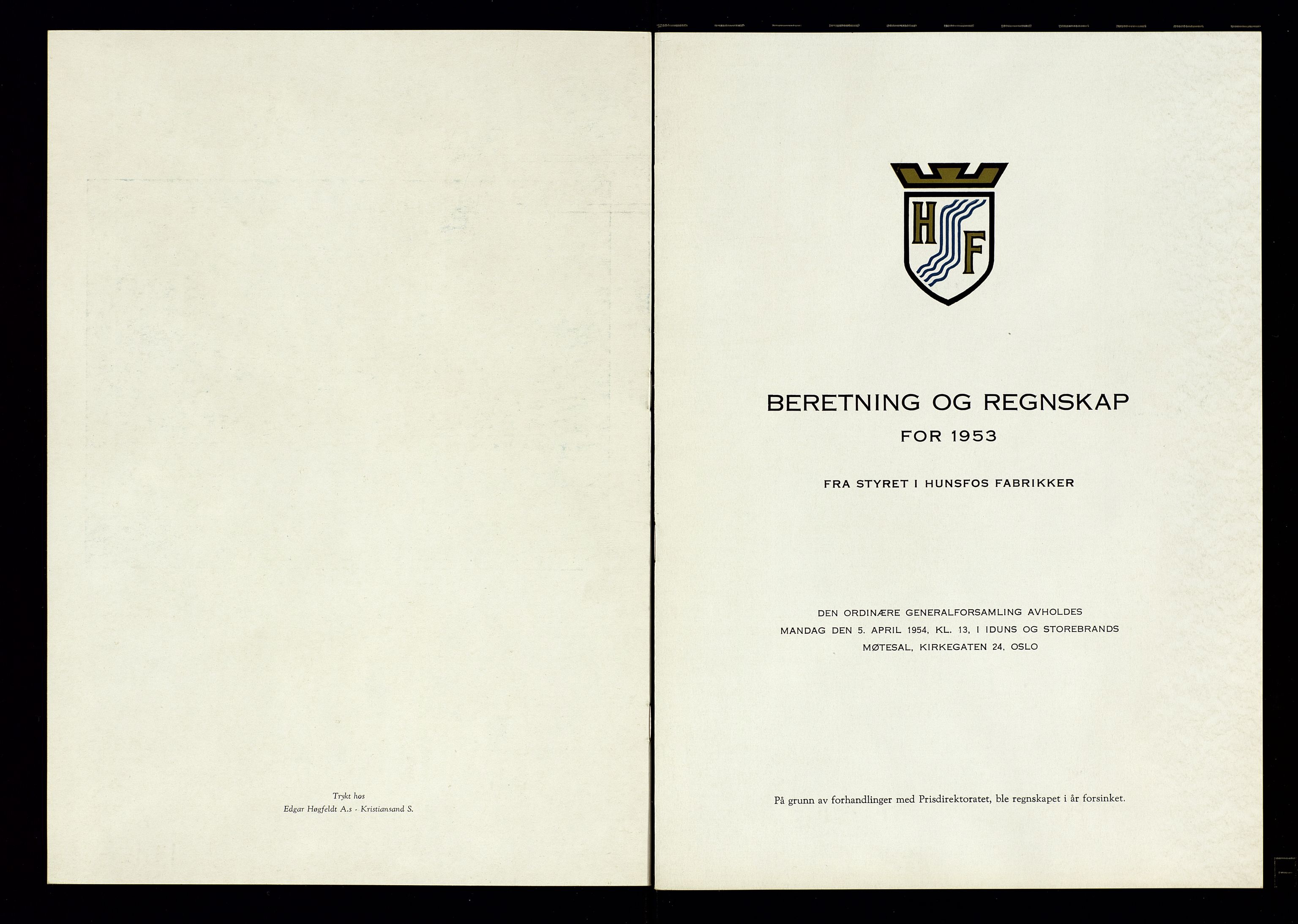 Hunsfos fabrikker, AV/SAK-D/1440/01/L0001/0003: Vedtekter, anmeldelser og årsberetninger / Årsberetninger og regnskap, 1918-1989, s. 119