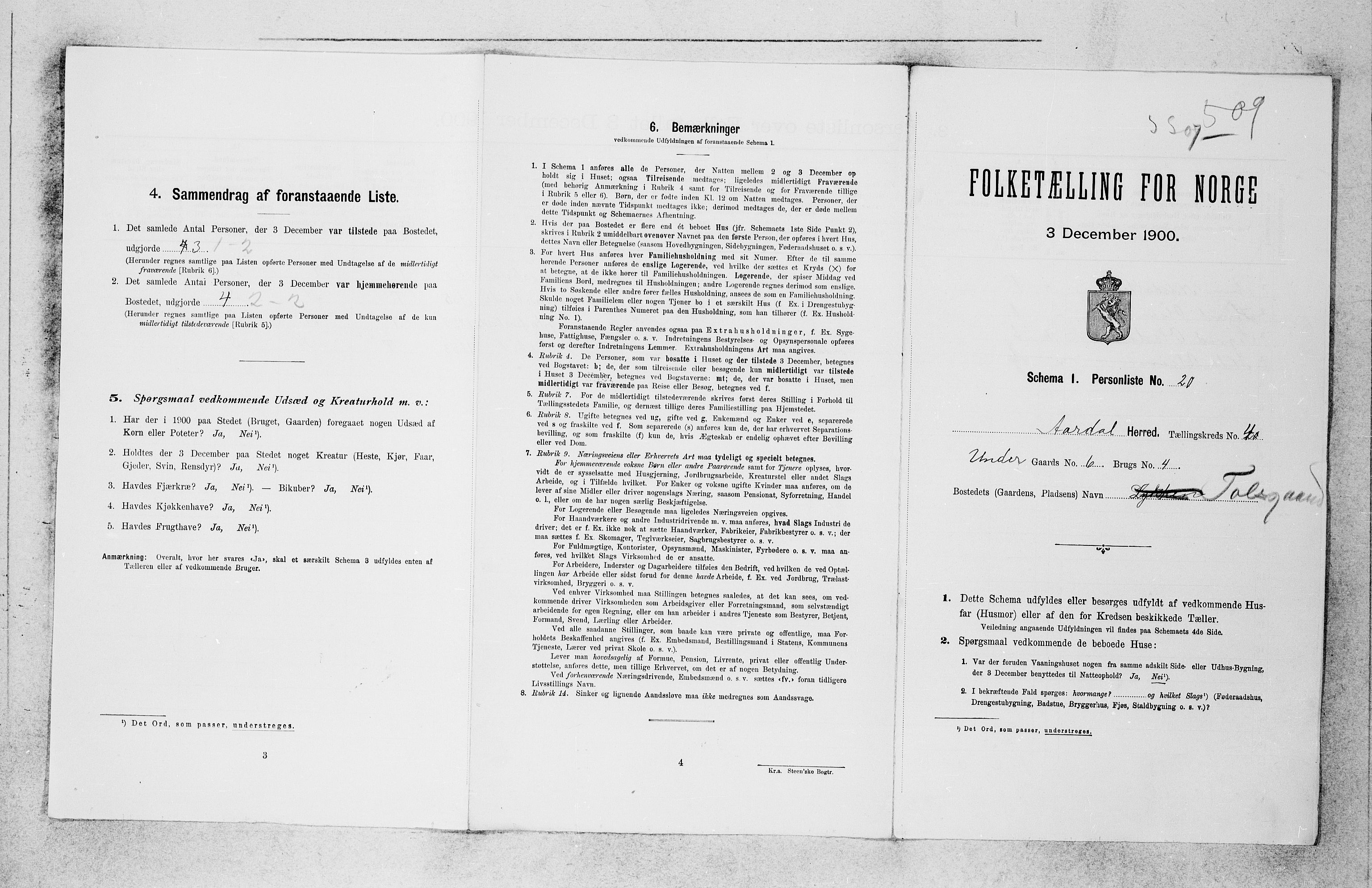 SAB, Folketelling 1900 for 1424 Årdal herred, 1900, s. 26