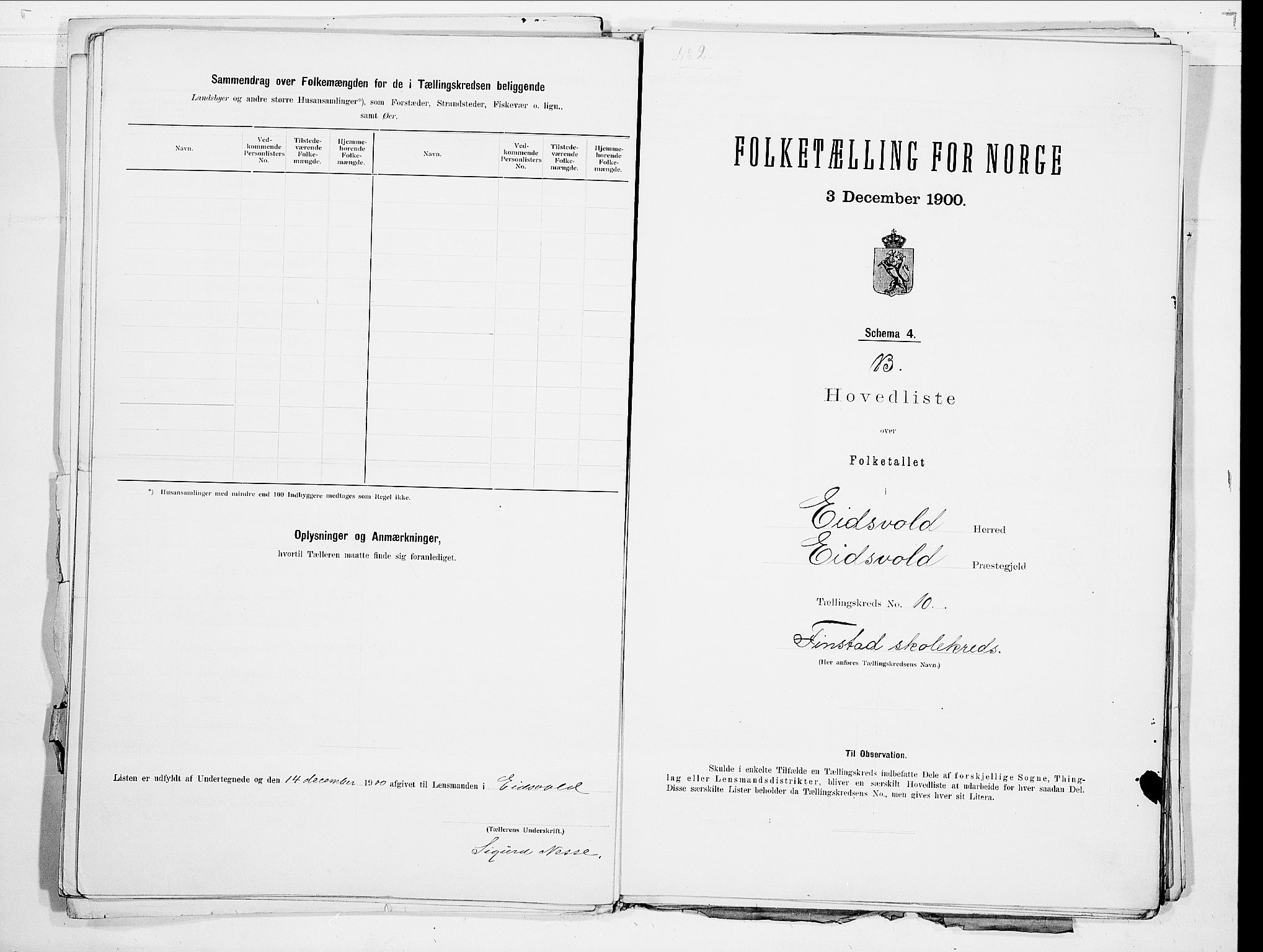 SAO, Folketelling 1900 for 0237 Eidsvoll herred, 1900, s. 12