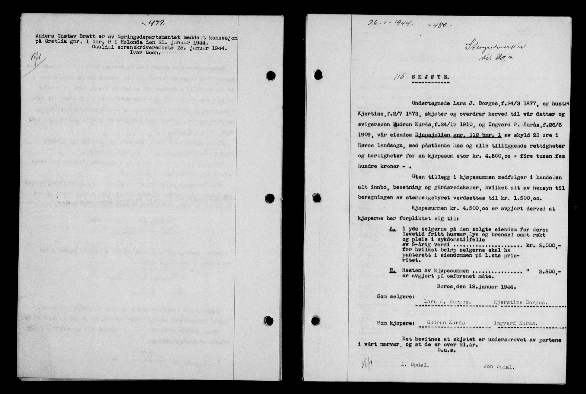 Gauldal sorenskriveri, SAT/A-0014/1/2/2C/L0057: Pantebok nr. 62, 1943-1944, Dagboknr: 115/1944