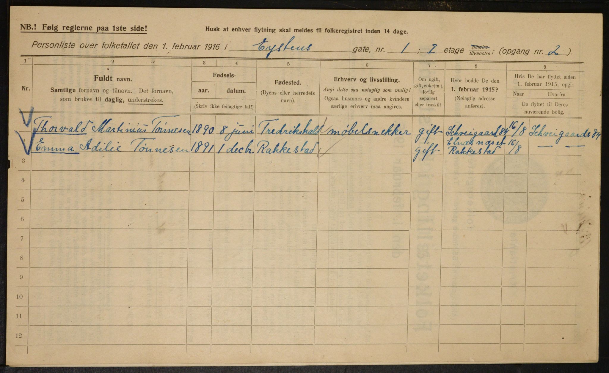 OBA, Kommunal folketelling 1.2.1916 for Kristiania, 1916, s. 133973