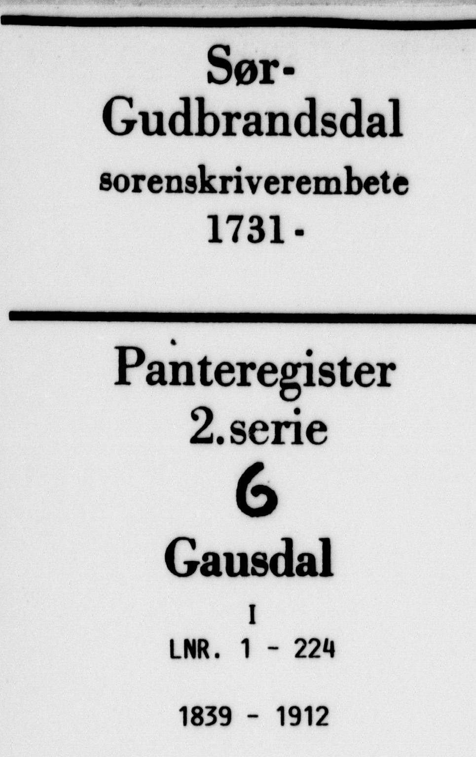 Sør-Gudbrandsdal tingrett, SAH/TING-004/H/Ha/Had/L0006: Panteregister nr. 2.6.I, 1839-1912