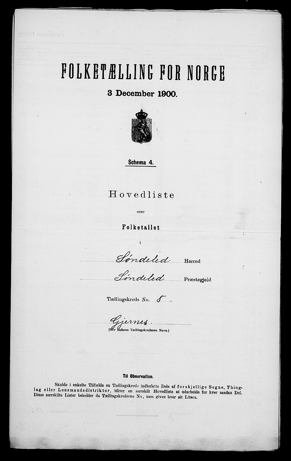 SAK, Folketelling 1900 for 0913 Søndeled herred, 1900, s. 47