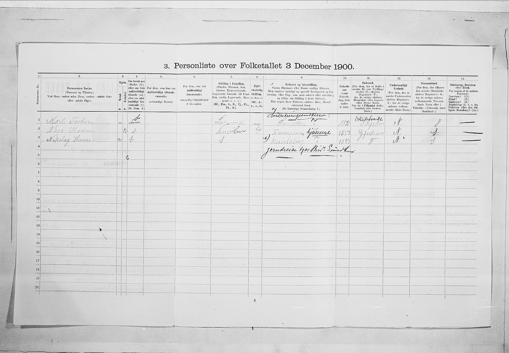 SAO, Folketelling 1900 for 0301 Kristiania kjøpstad, 1900, s. 108526
