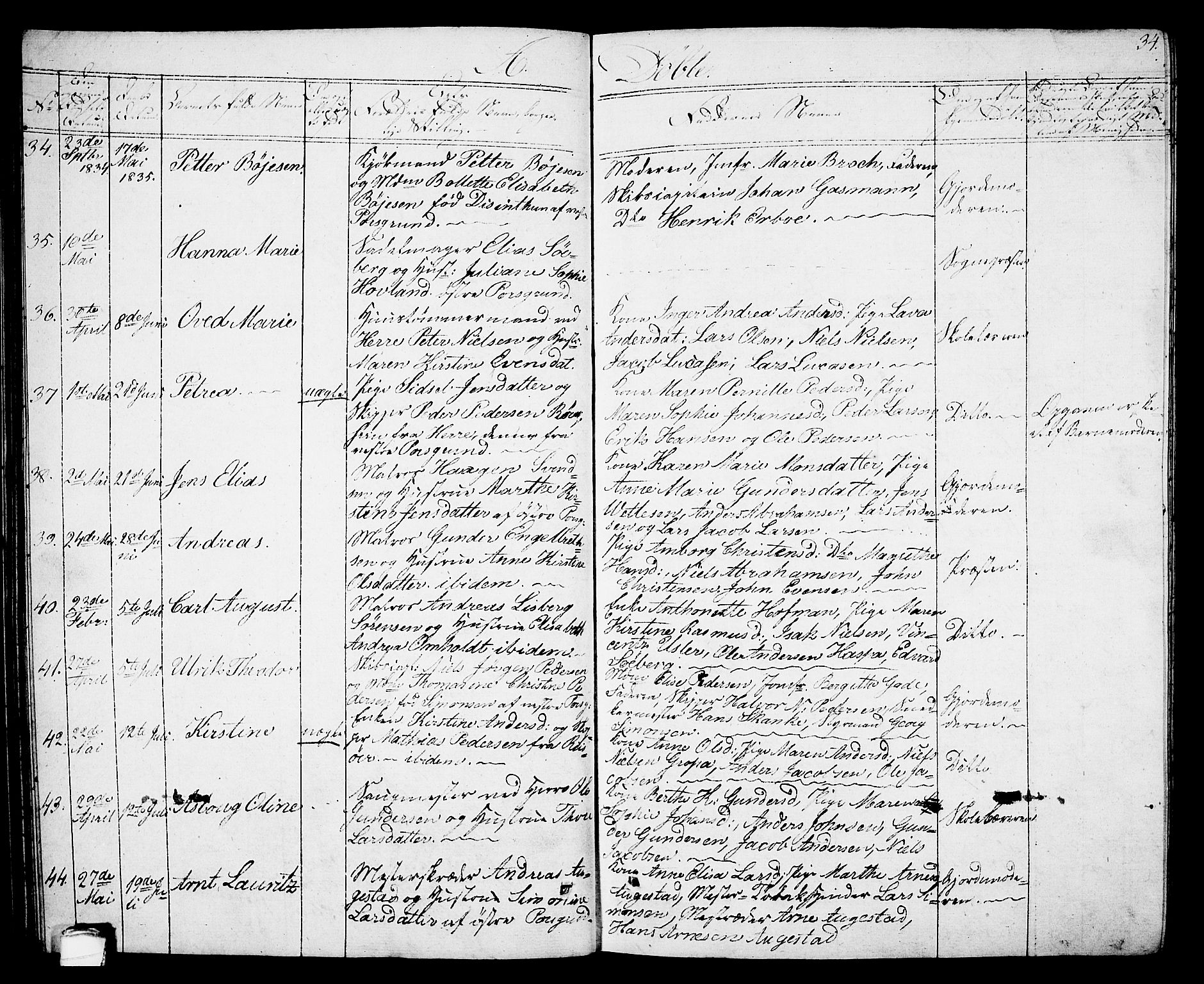 Porsgrunn kirkebøker , AV/SAKO-A-104/G/Gb/L0002: Klokkerbok nr. II 2, 1828-1841, s. 34
