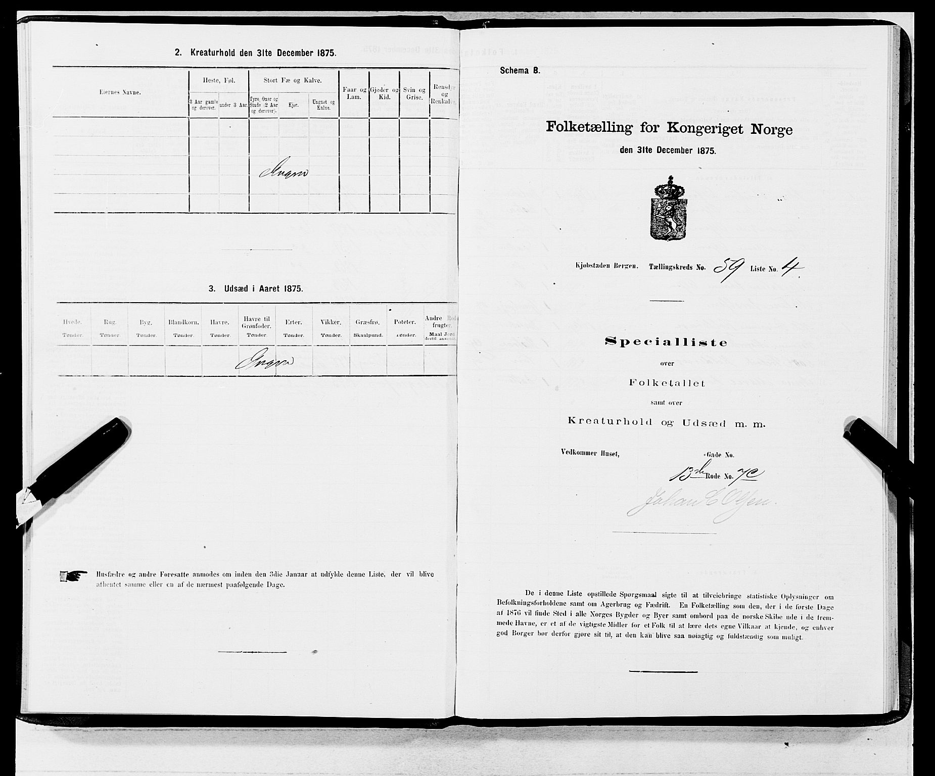 SAB, Folketelling 1875 for 1301 Bergen kjøpstad, 1875, s. 3130