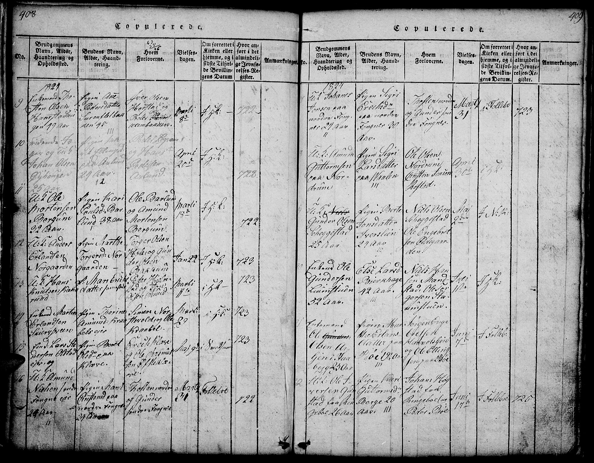 Gausdal prestekontor, SAH/PREST-090/H/Ha/Hab/L0001: Klokkerbok nr. 1, 1817-1848, s. 408-409