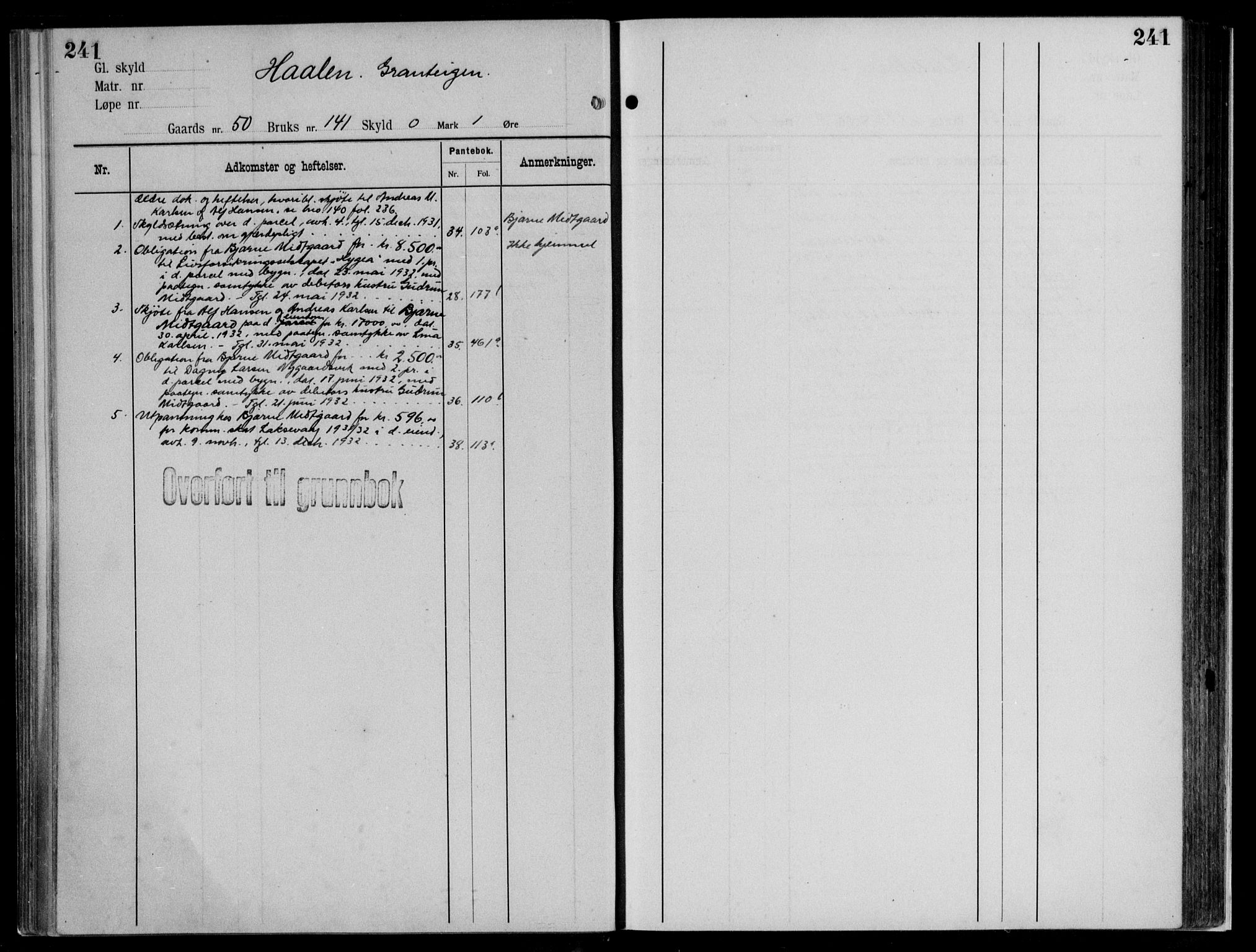 Midhordland sorenskriveri, AV/SAB-A-3001/1/G/Ga/Gab/L0112: Panteregister nr. II.A.b.112, s. 241