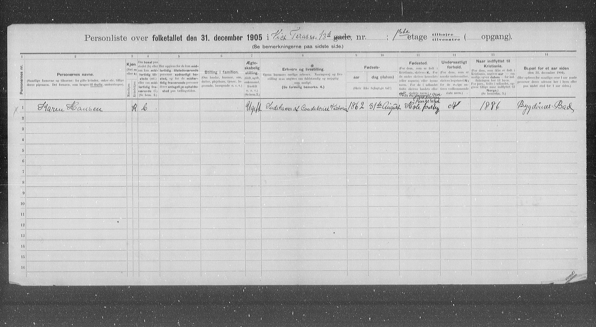 OBA, Kommunal folketelling 31.12.1905 for Kristiania kjøpstad, 1905, s. 65481