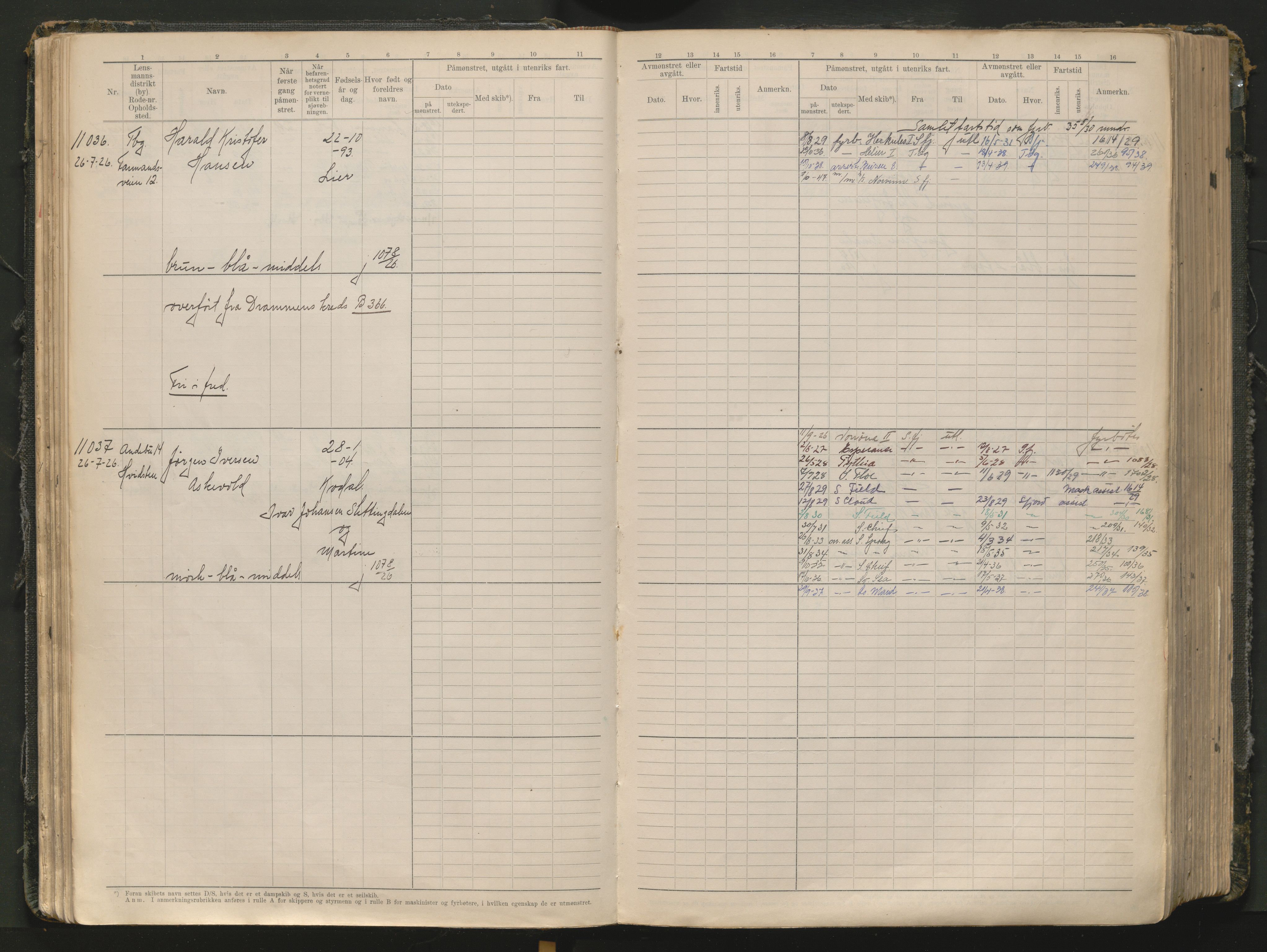 Tønsberg innrulleringskontor, AV/SAKO-A-786/F/Fc/Fcb/L0012: Hovedrulle Patent nr. 10828-12216, 1925-1948