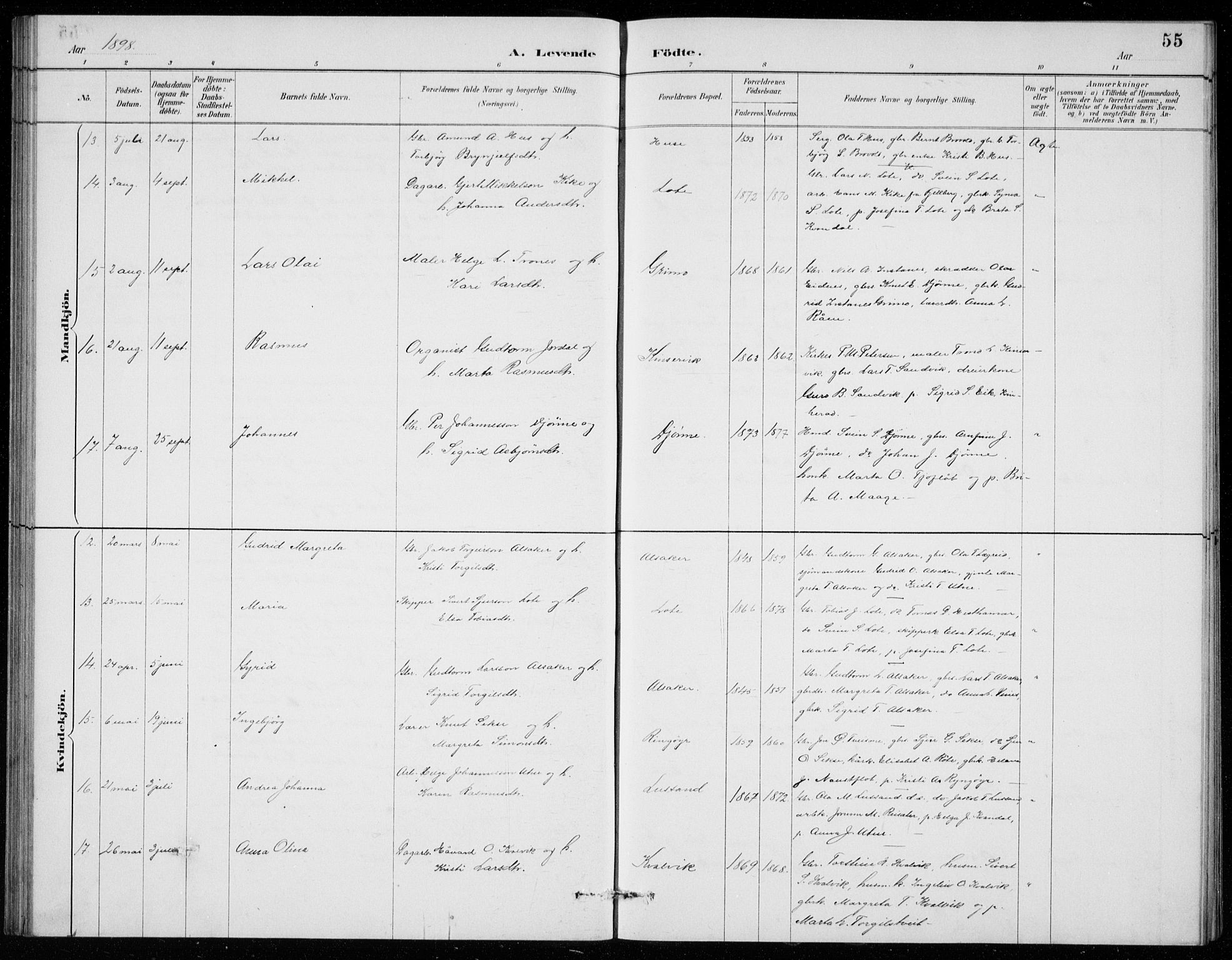 Ullensvang sokneprestembete, AV/SAB-A-78701/H/Hab: Klokkerbok nr. E  7, 1887-1929, s. 55