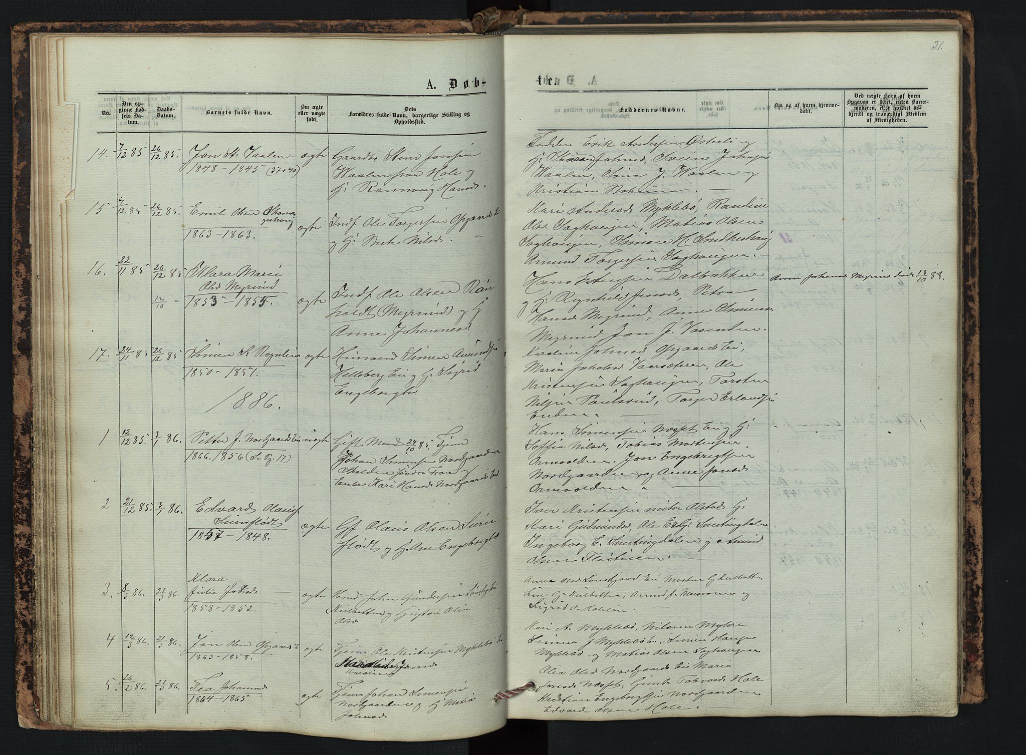 Vestre Gausdal prestekontor, AV/SAH-PREST-094/H/Ha/Hab/L0002: Klokkerbok nr. 2, 1874-1897, s. 31