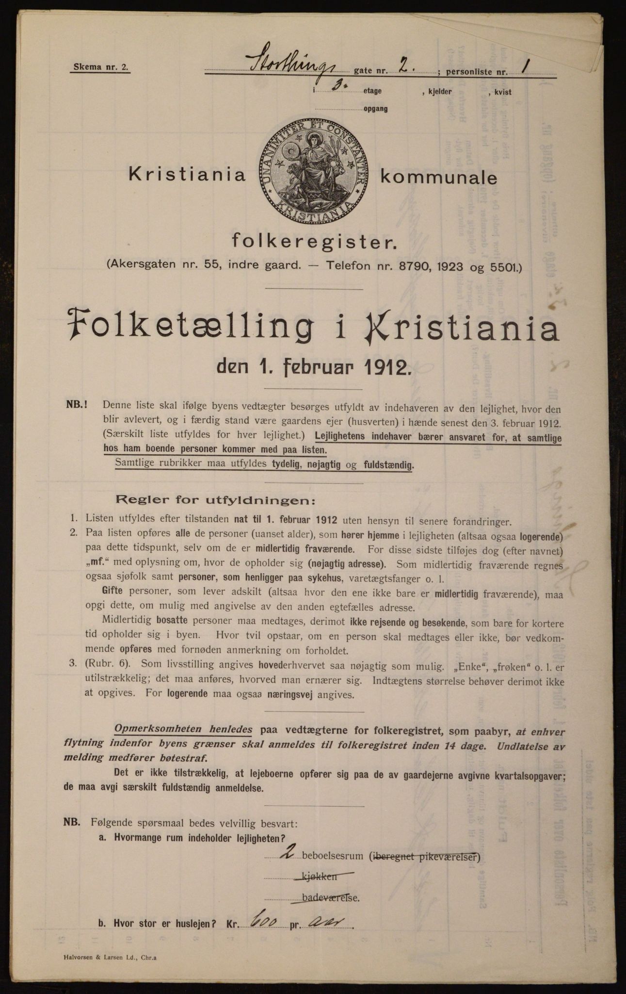 OBA, Kommunal folketelling 1.2.1912 for Kristiania, 1912, s. 103566