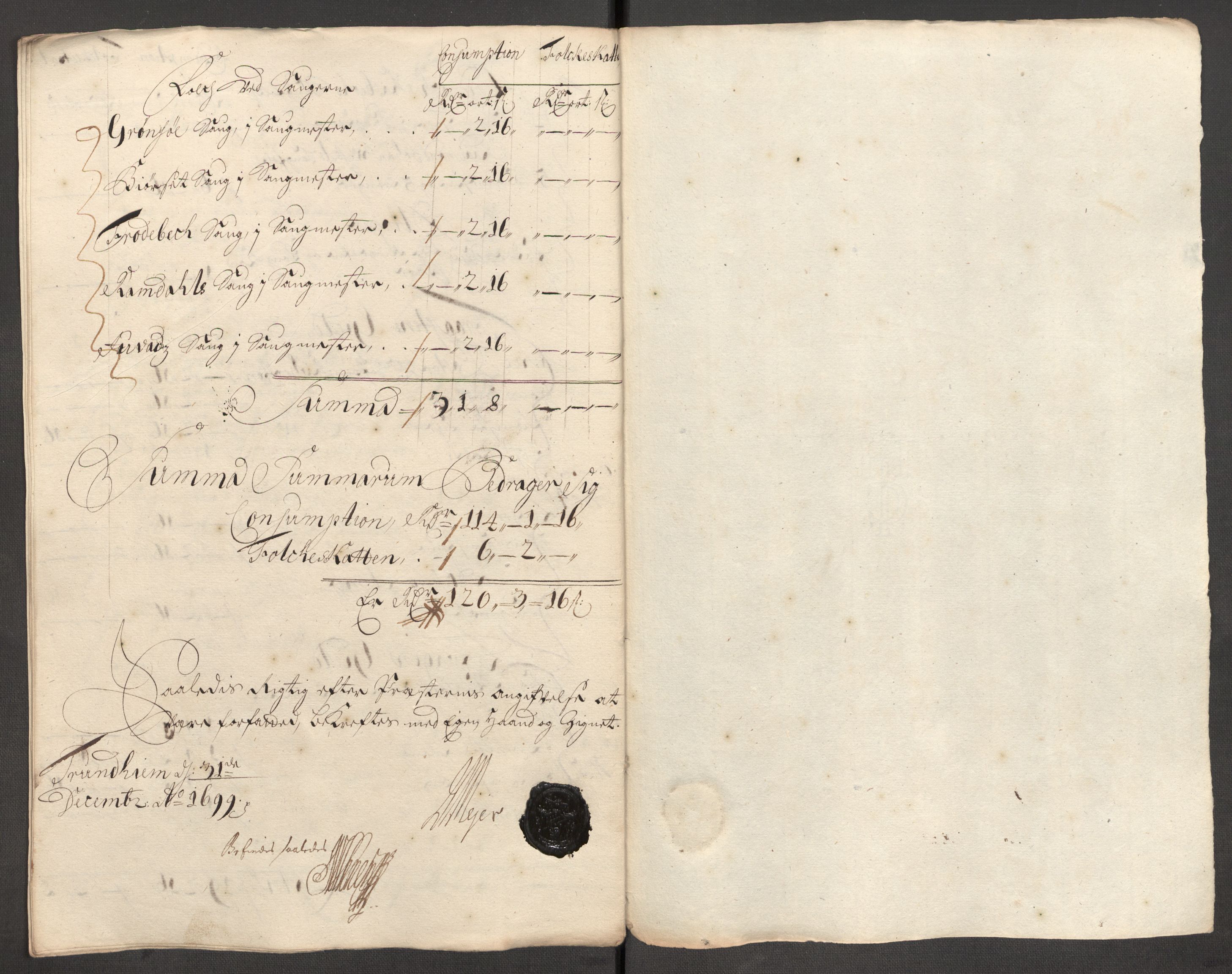 Rentekammeret inntil 1814, Reviderte regnskaper, Fogderegnskap, AV/RA-EA-4092/R62/L4191: Fogderegnskap Stjørdal og Verdal, 1699, s. 209