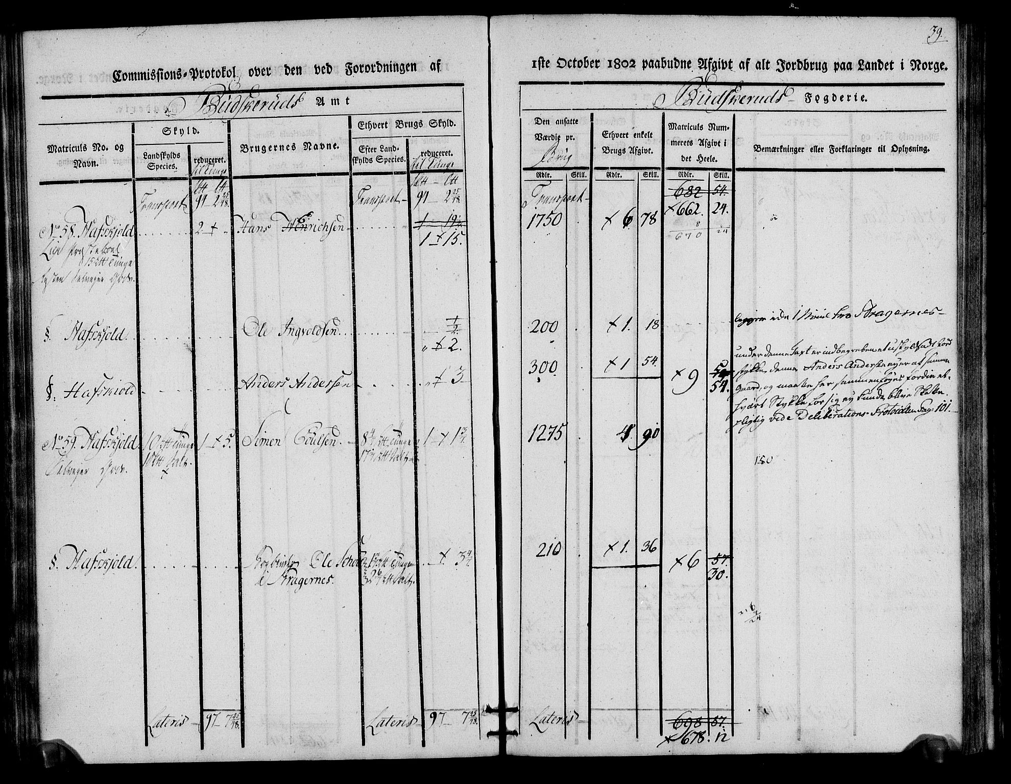 Rentekammeret inntil 1814, Realistisk ordnet avdeling, AV/RA-EA-4070/N/Ne/Nea/L0064: Buskerud fogderi. Kommisjonsprotokoll for Lier prestegjeld, 1803, s. 39