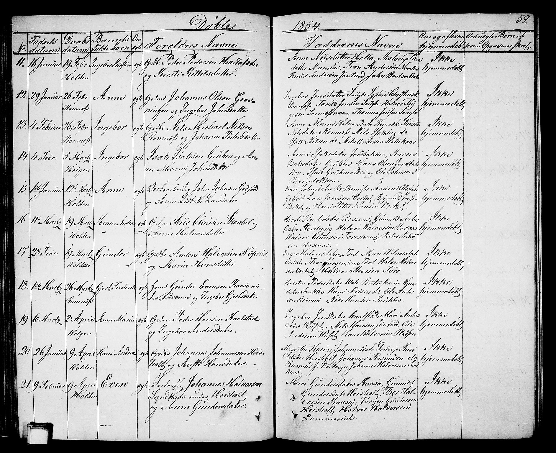 Holla kirkebøker, AV/SAKO-A-272/G/Ga/L0003: Klokkerbok nr. I 3, 1849-1866, s. 59