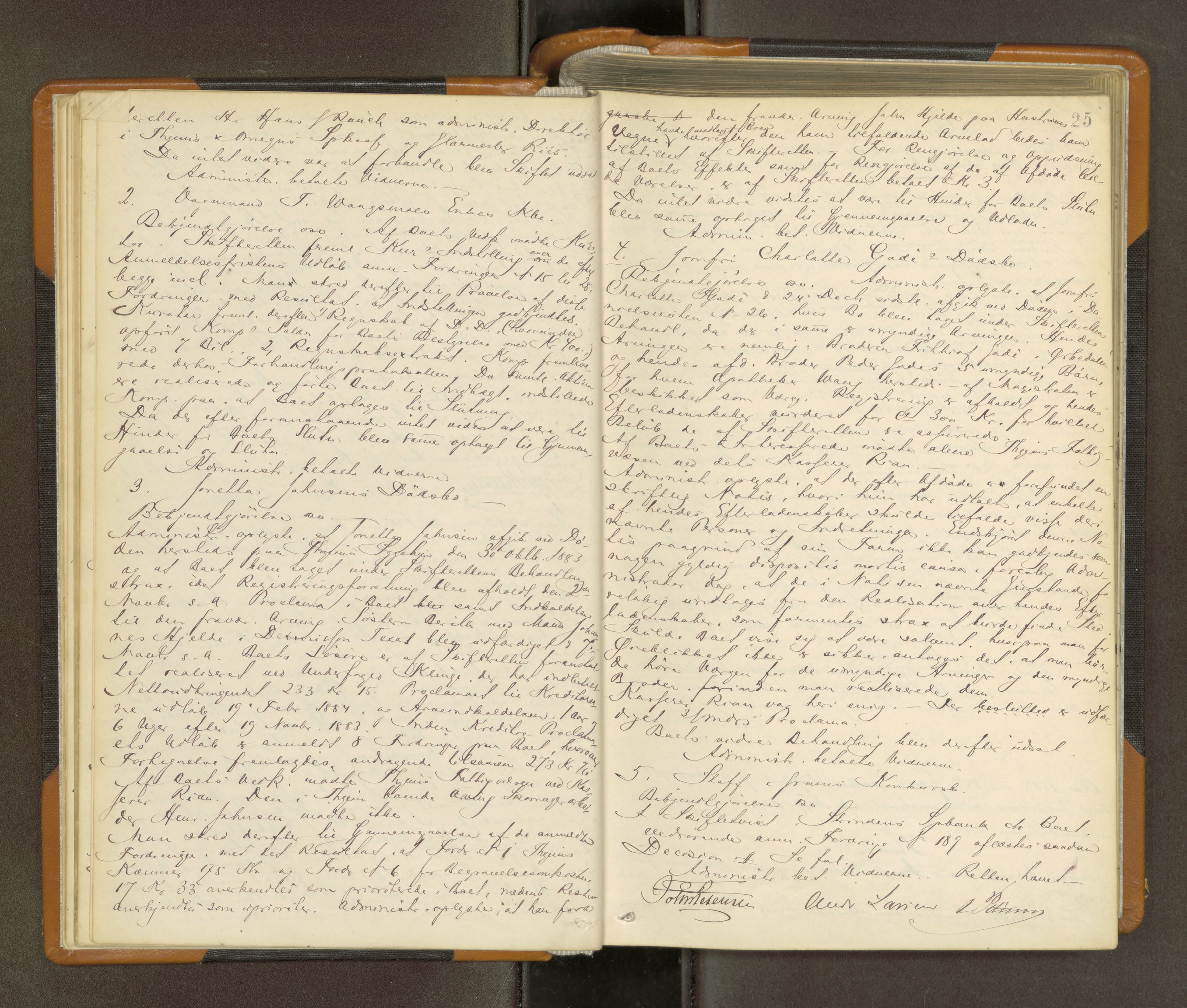 Trondheim byfogd, AV/SAT-A-0003/1/3/3B/L0010: Skiftebehandlingsprotokoll (u/ register) U, 1884-1890, s. 25