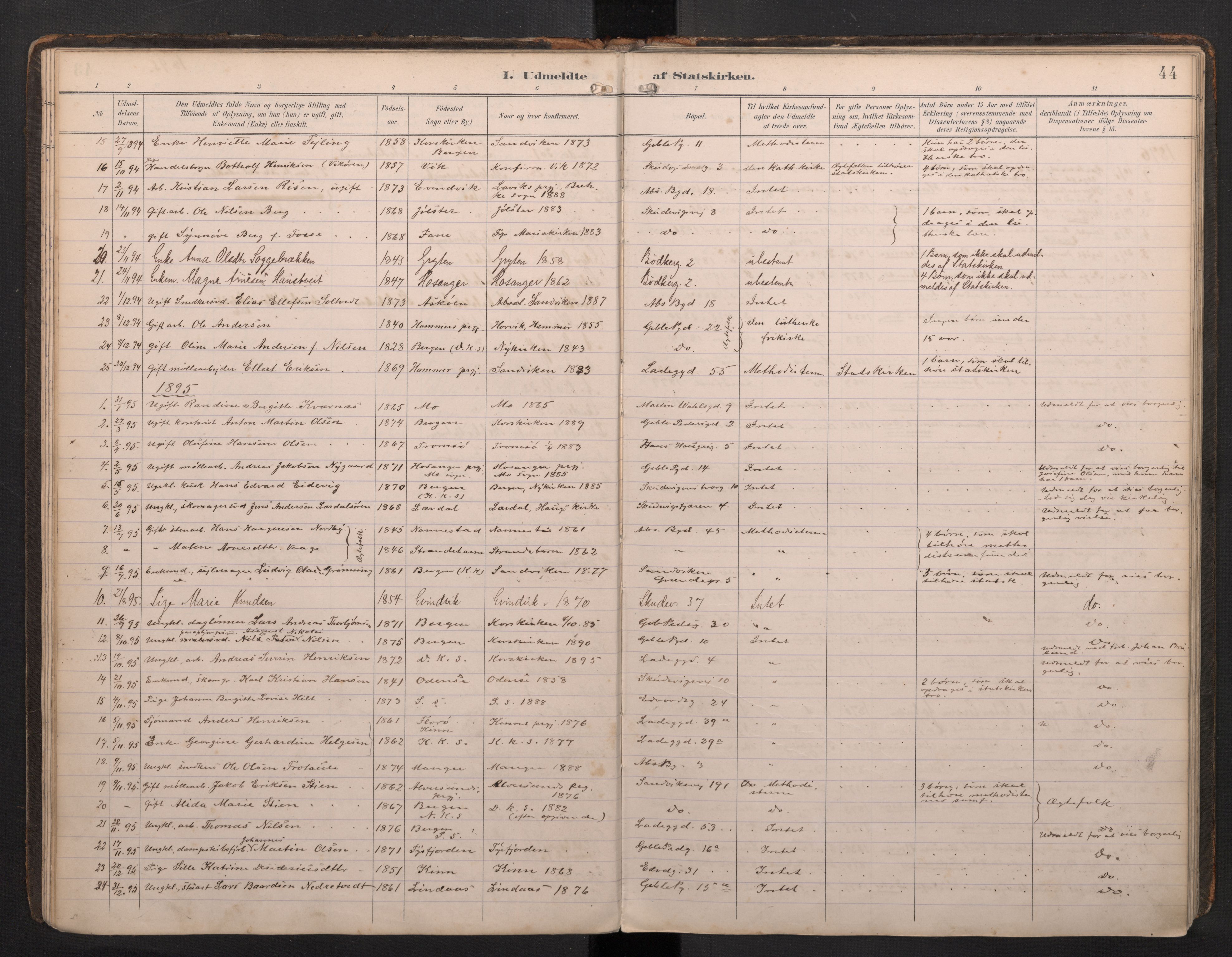 Sandviken Sokneprestembete, AV/SAB-A-77601/H/Ha: Ministerialbok nr. G 1, 1892-2002, s. 44