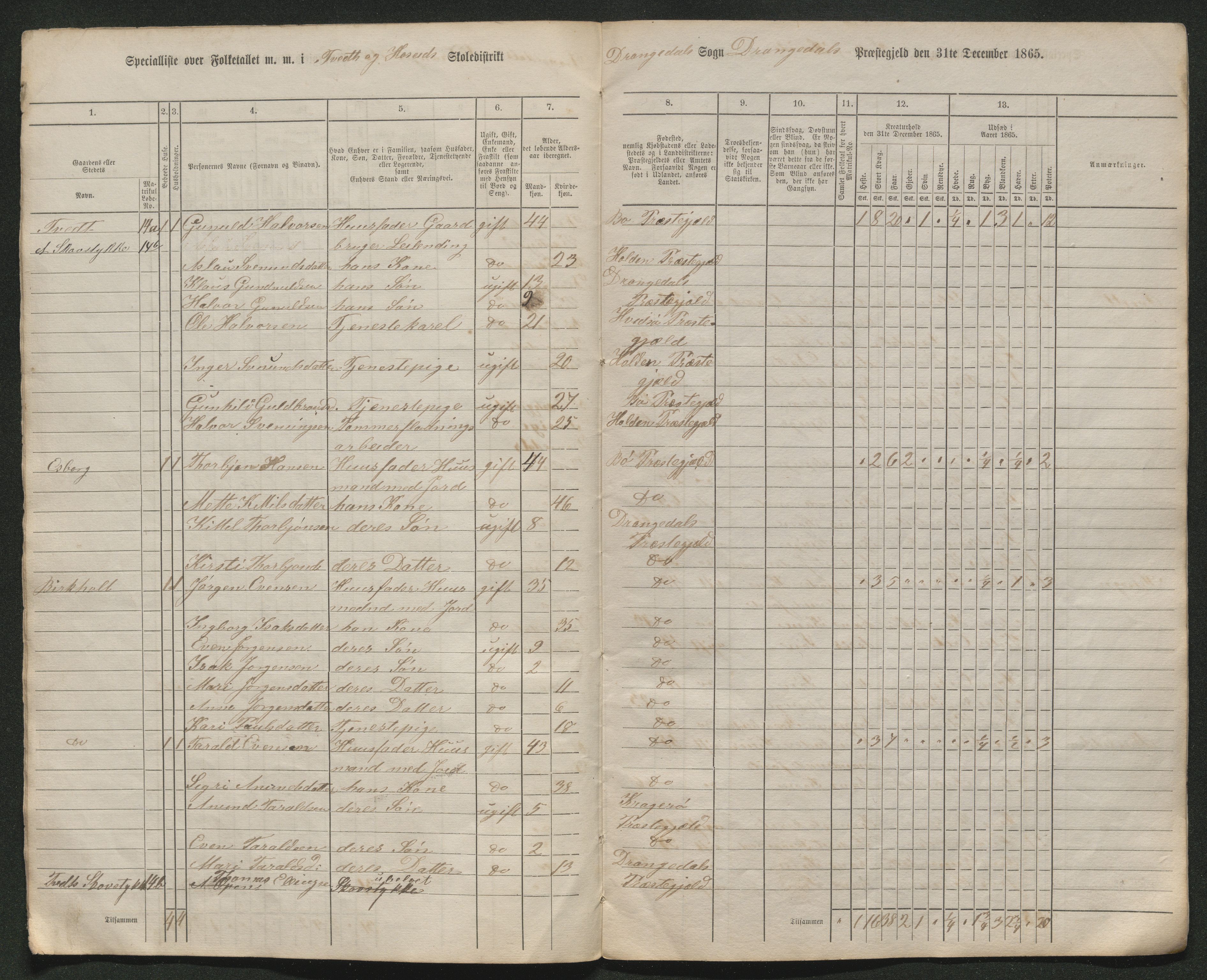 SAKO, Fantetellingen i Drangedal 1865, 1865, s. 109