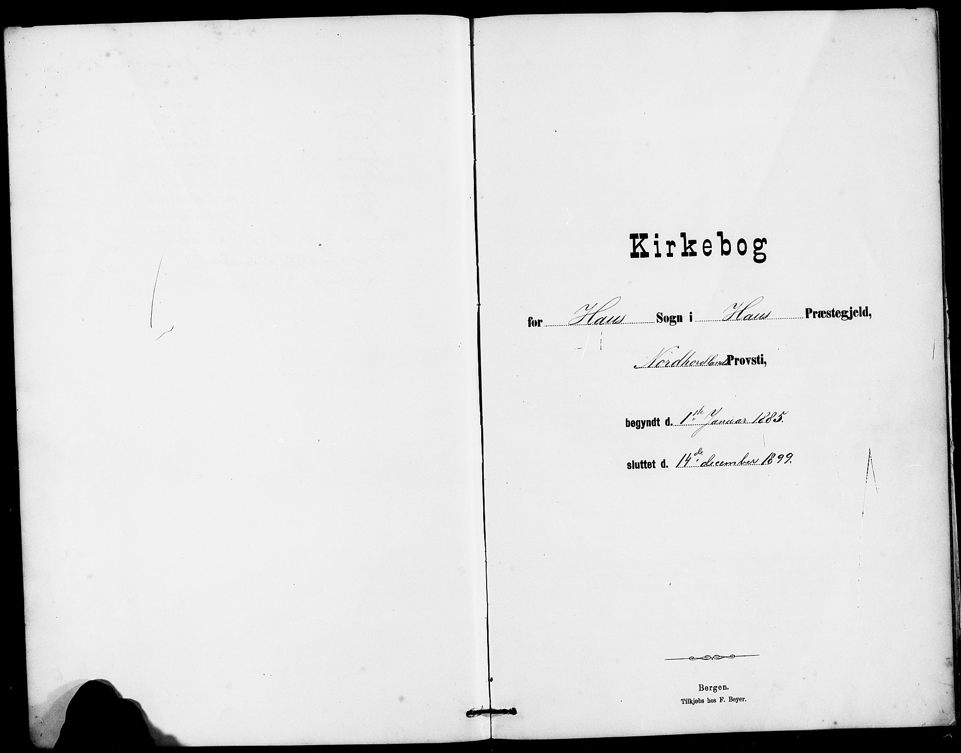 Haus sokneprestembete, SAB/A-75601/H/Hab: Klokkerbok nr. B 3, 1885-1899