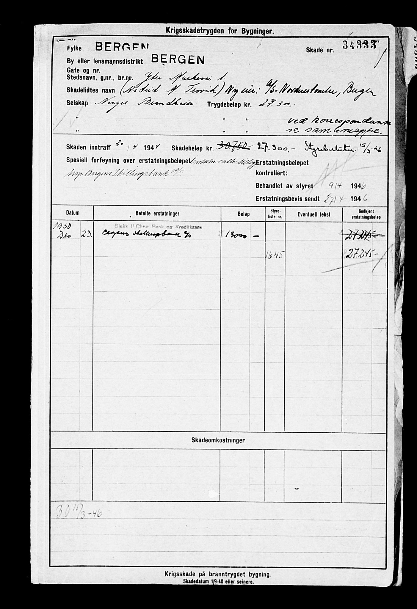 Krigsskadetrygdene for bygninger og løsøre, AV/RA-S-1548/V/L0014: --, 1940-1945, s. 248