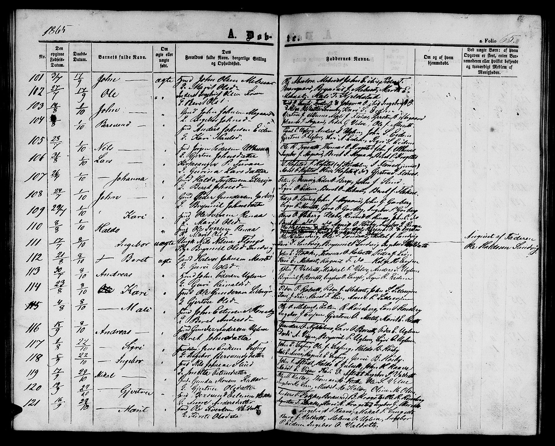 Ministerialprotokoller, klokkerbøker og fødselsregistre - Sør-Trøndelag, SAT/A-1456/695/L1155: Klokkerbok nr. 695C06, 1859-1868, s. 65